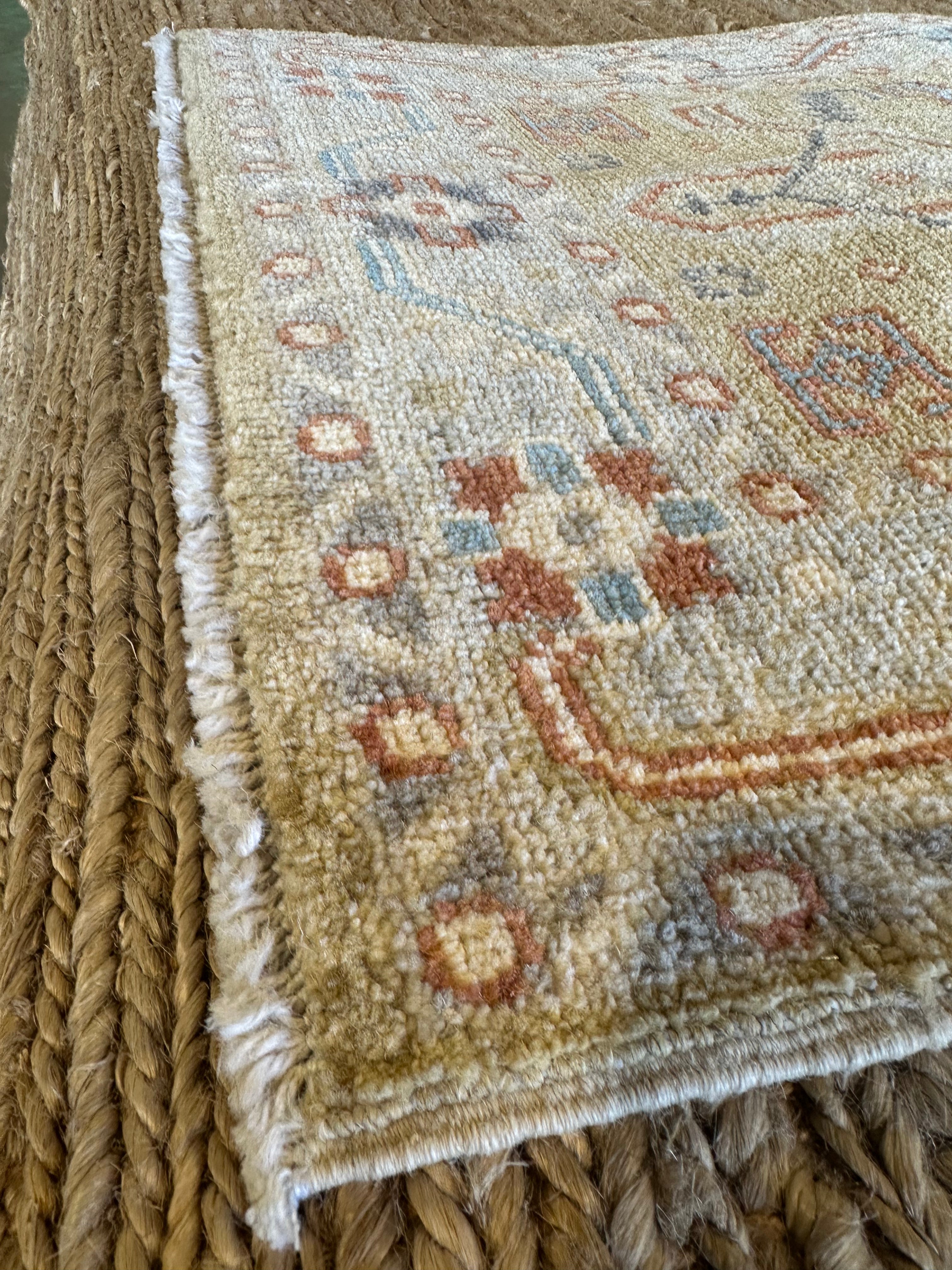 Priscilla Doueihy 2x3.2 Green Afghani Whitewashed Oushak