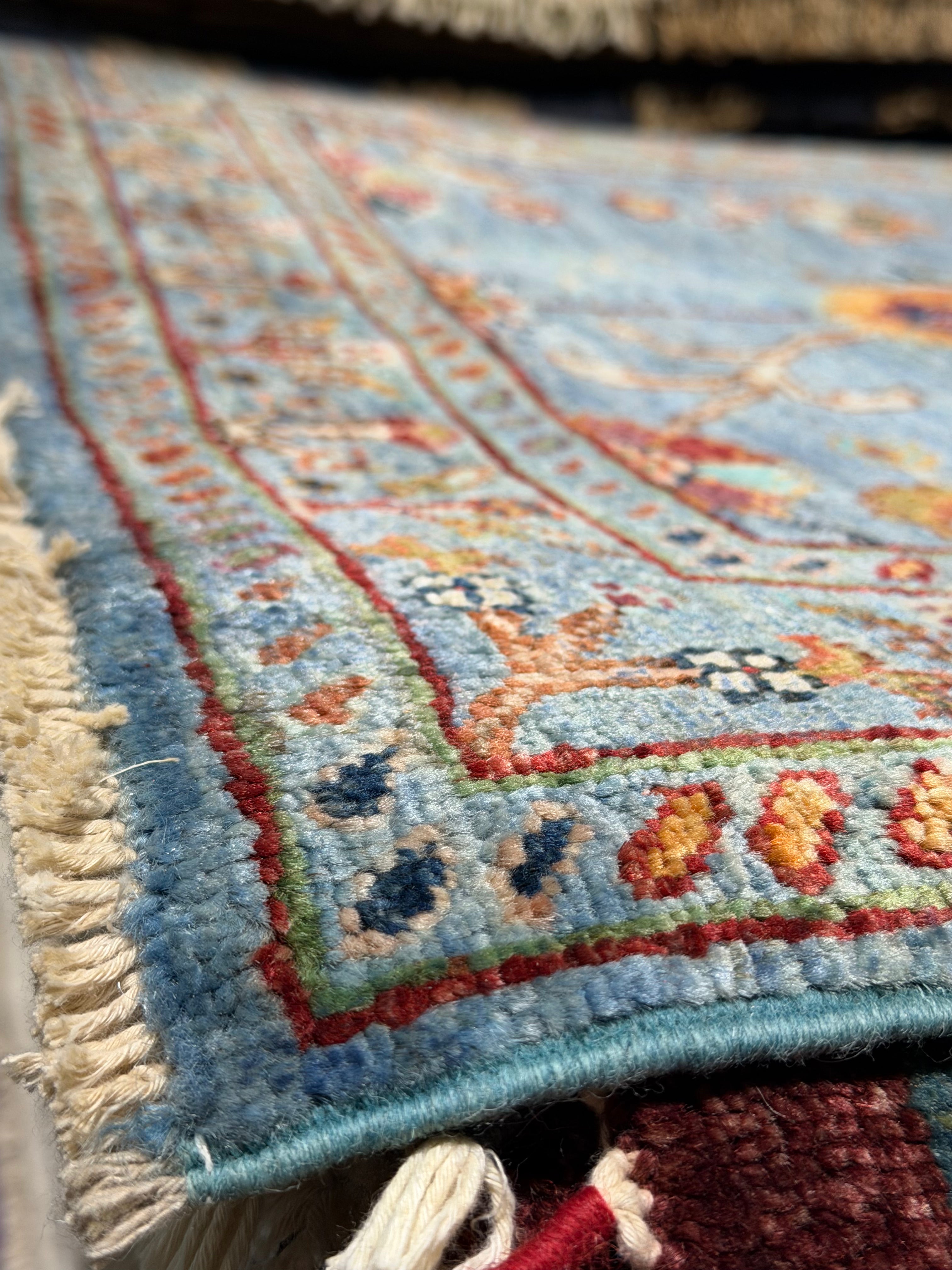 Sara Al Madani 2.9x9.7 Blue Afghani Sultani Runner