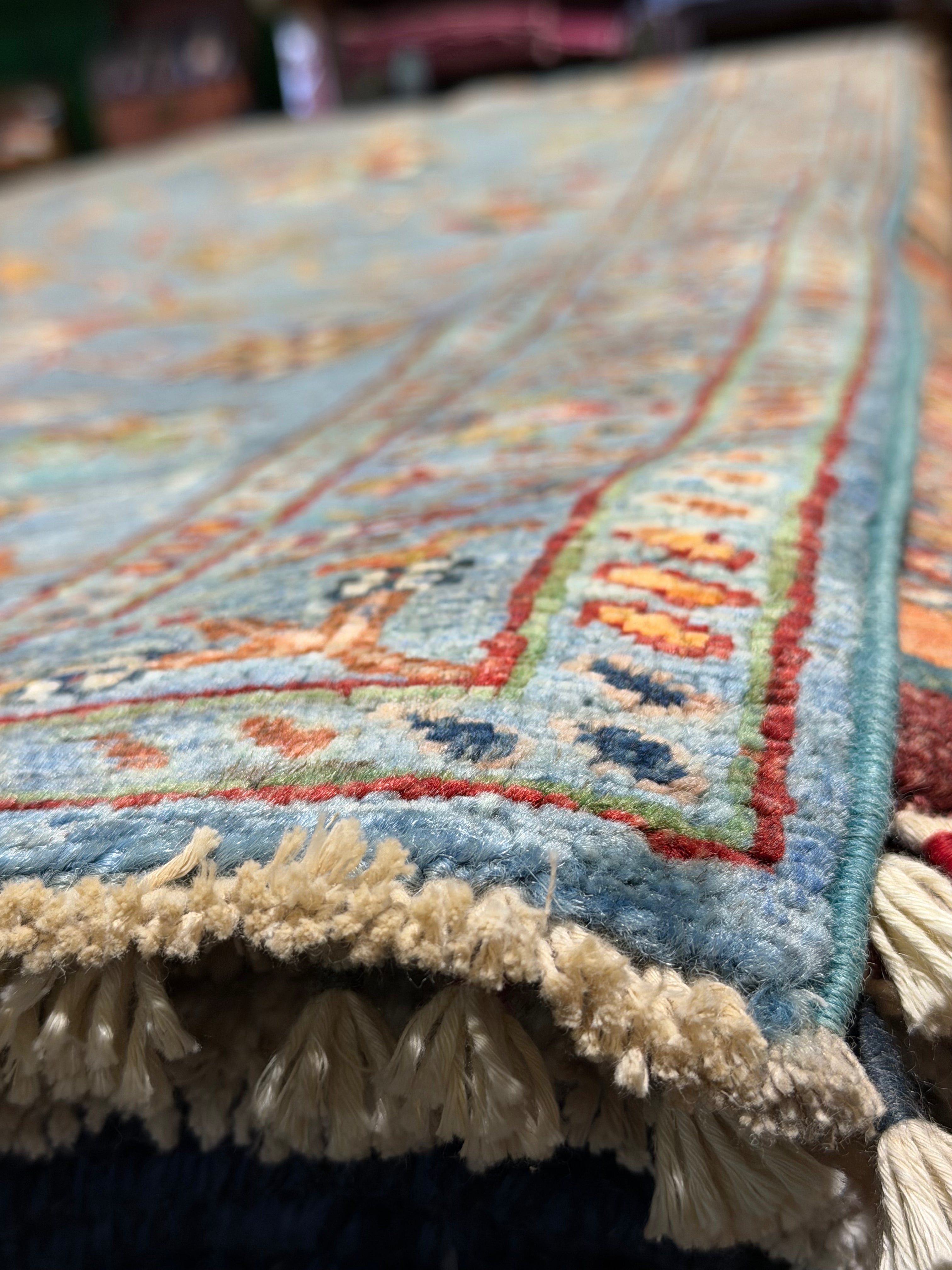 Sara Al Madani 2.9x9.7 Blue Afghani Sultani Runner