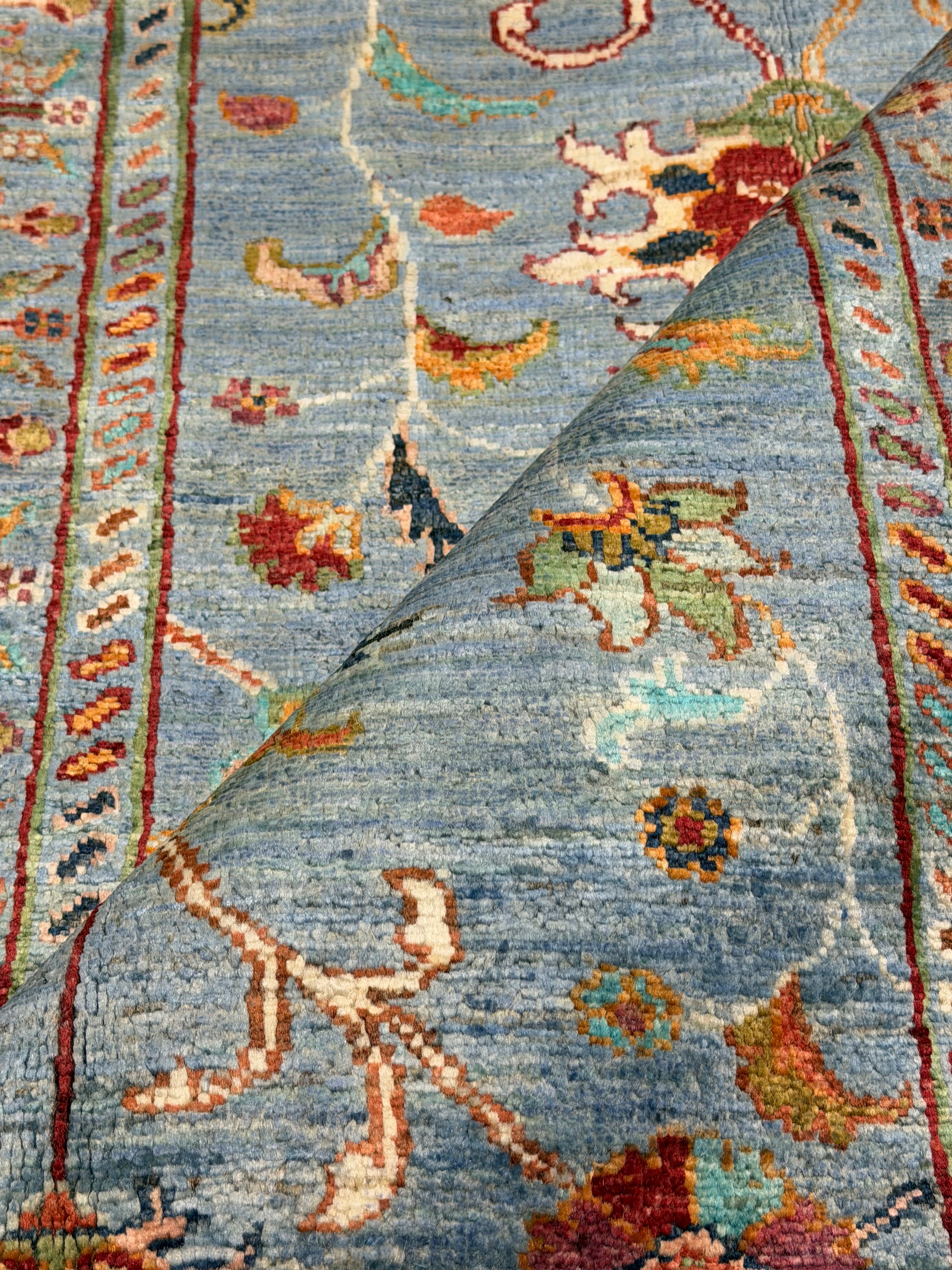 Sara Al Madani 2.9x9.7 Blue Afghani Sultani Runner