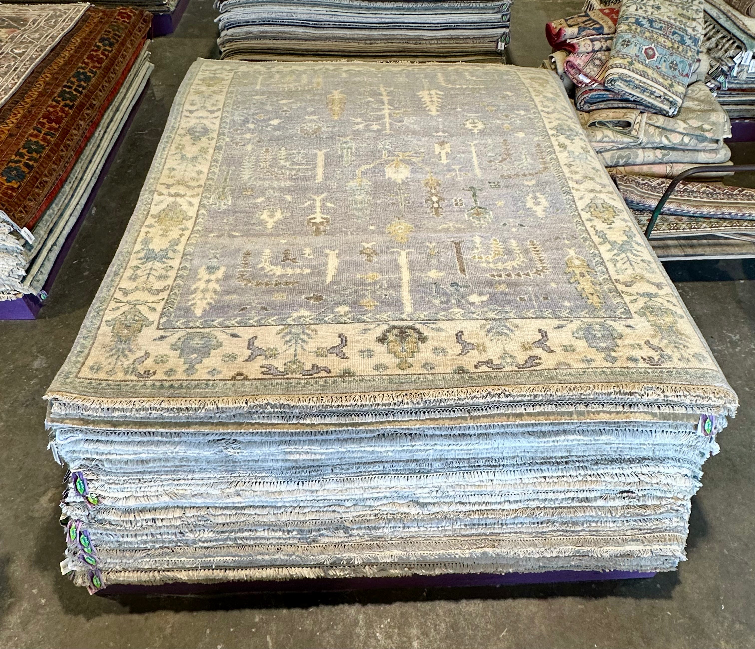Lianna 8x10 Grey and Ivory Hand-Knotted Oushak Rug