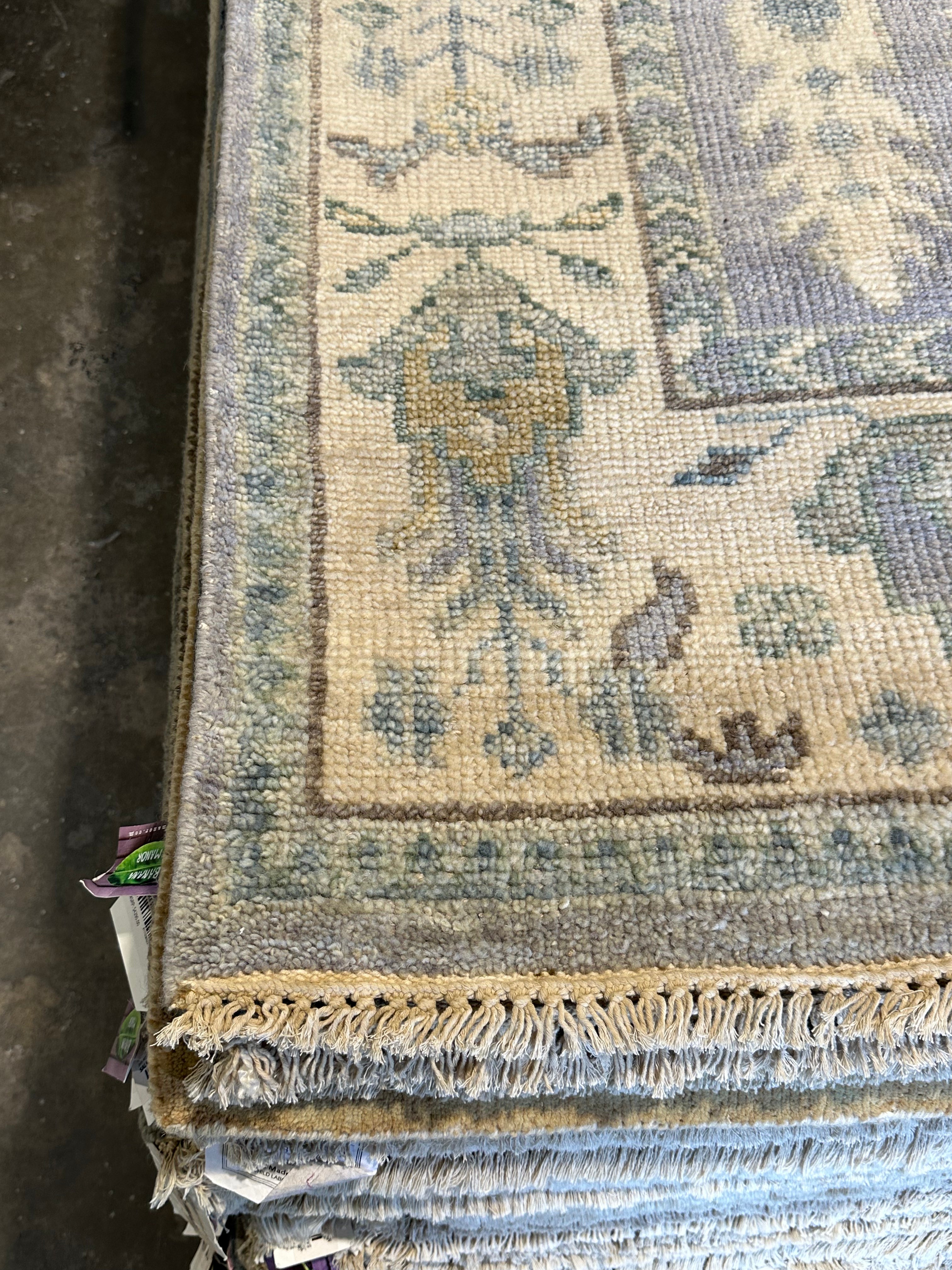 Lianna 8x10 Grey and Ivory Hand-Knotted Oushak Rug