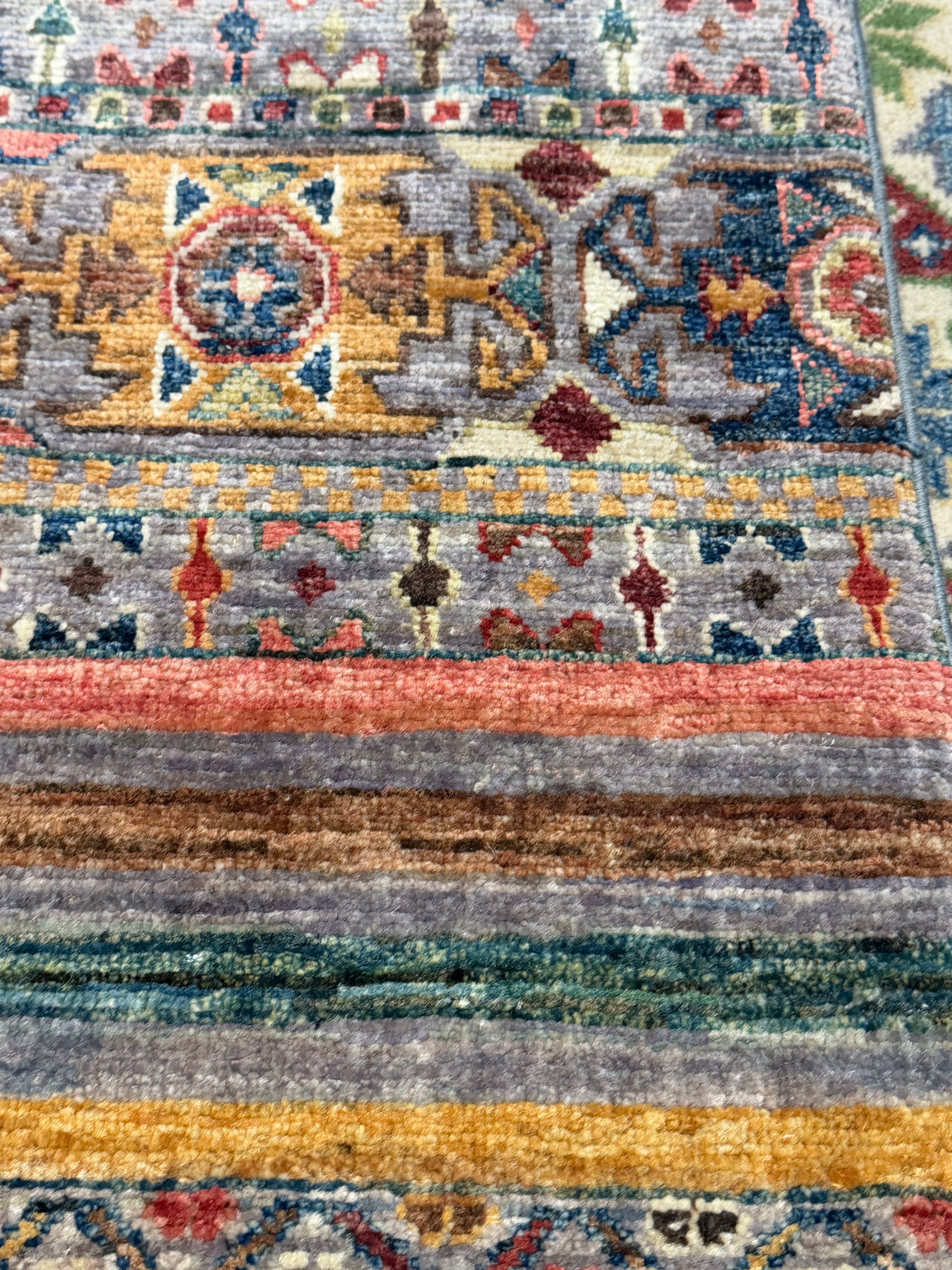 Rebecca Writtenhouse 1.11x11.4 Orange Multi Afghani Khorjin Runner