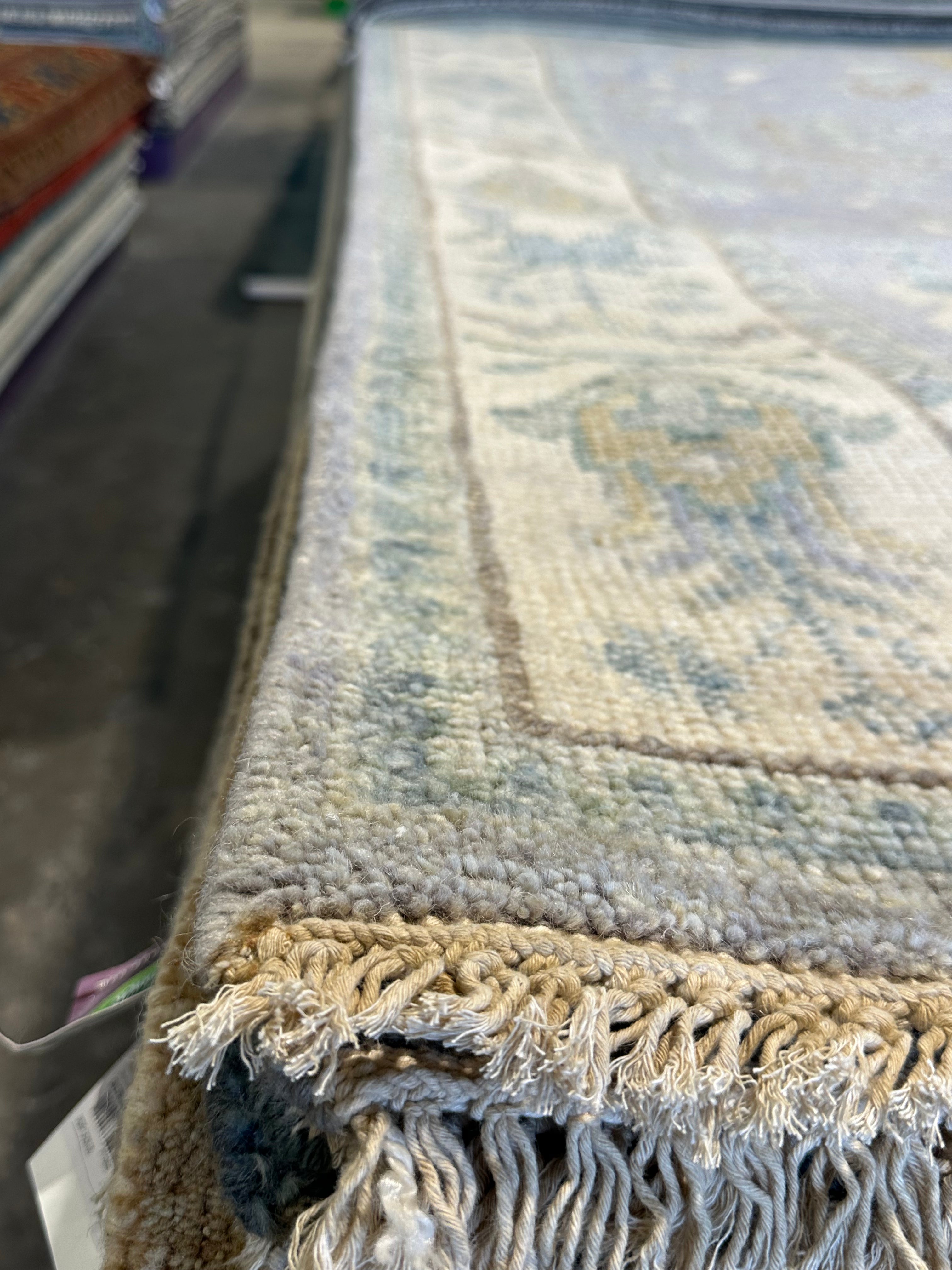 Lianna 8x10 Grey and Ivory Hand-Knotted Oushak Rug
