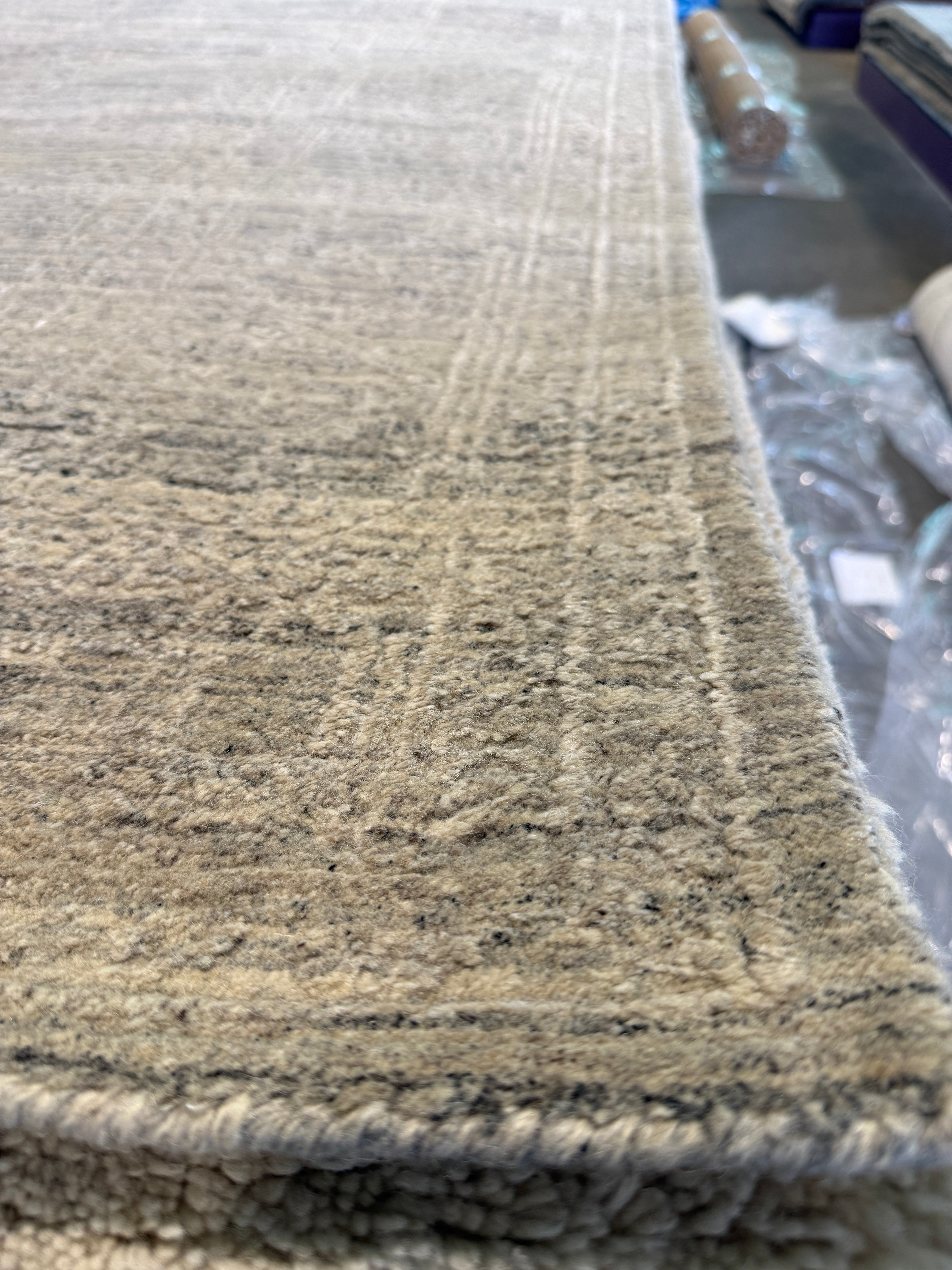 Randy Walsh 8x10 Silver and Grey Hand-Knotted Modern Abstract Rug