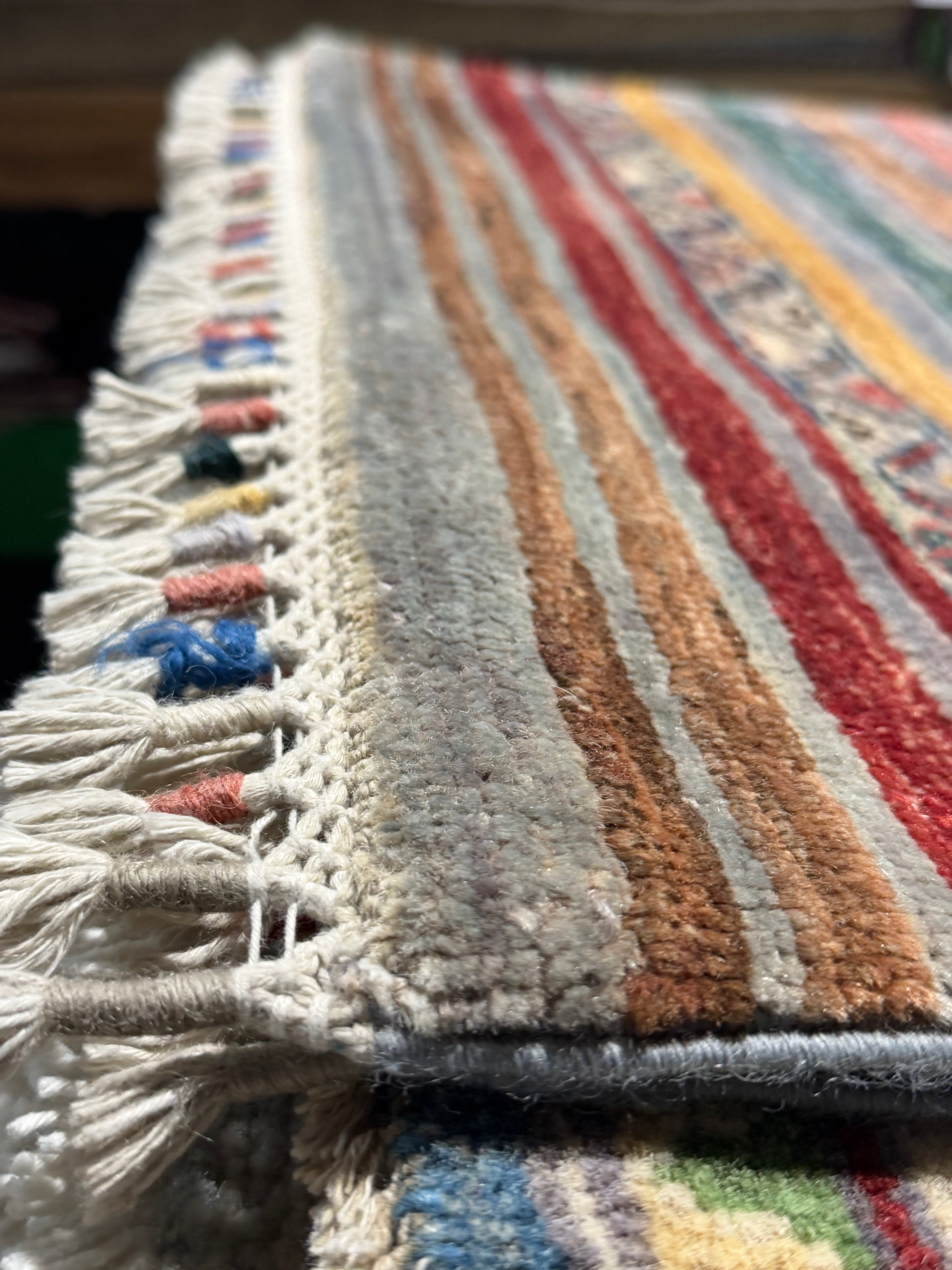 Rebecca Writtenhouse 1.11x11.4 Orange Multi Afghani Khorjin Runner