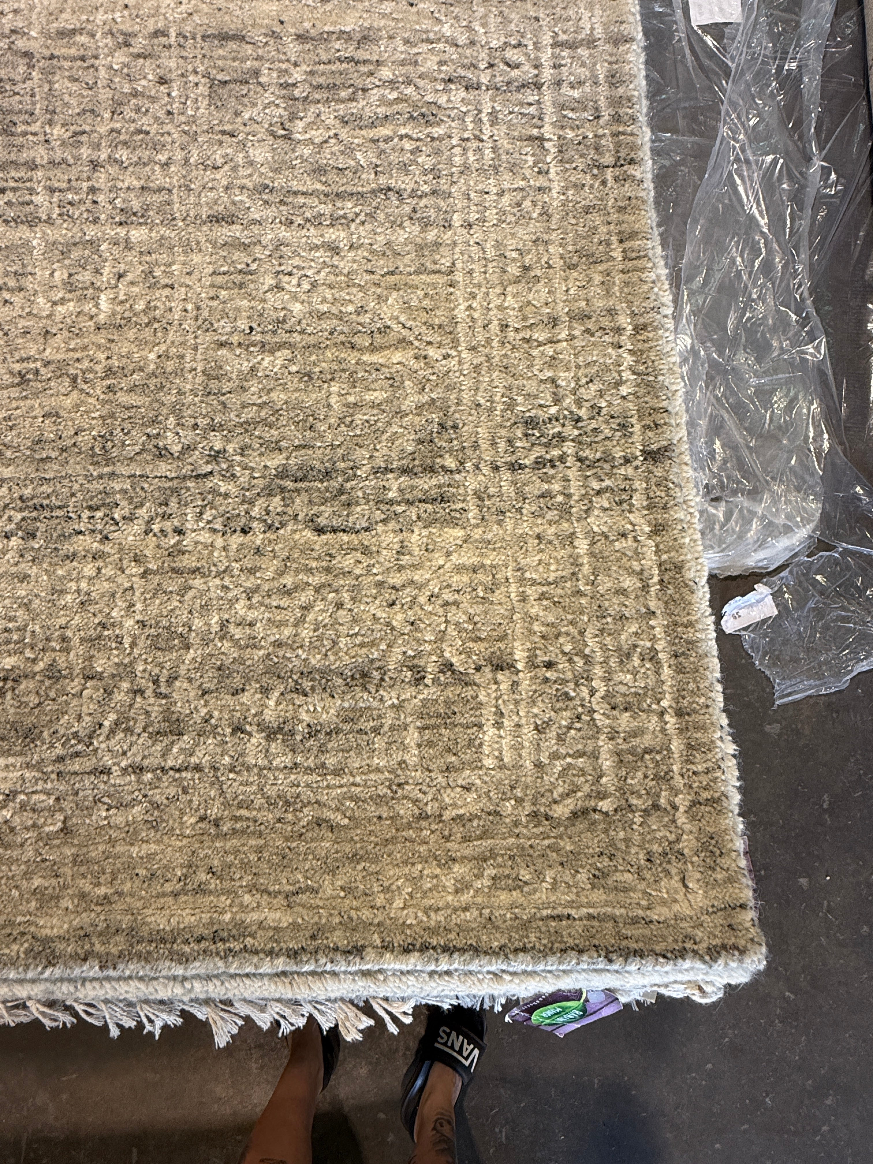 Randy Walsh 8x10 Silver and Grey Hand-Knotted Modern Abstract Rug