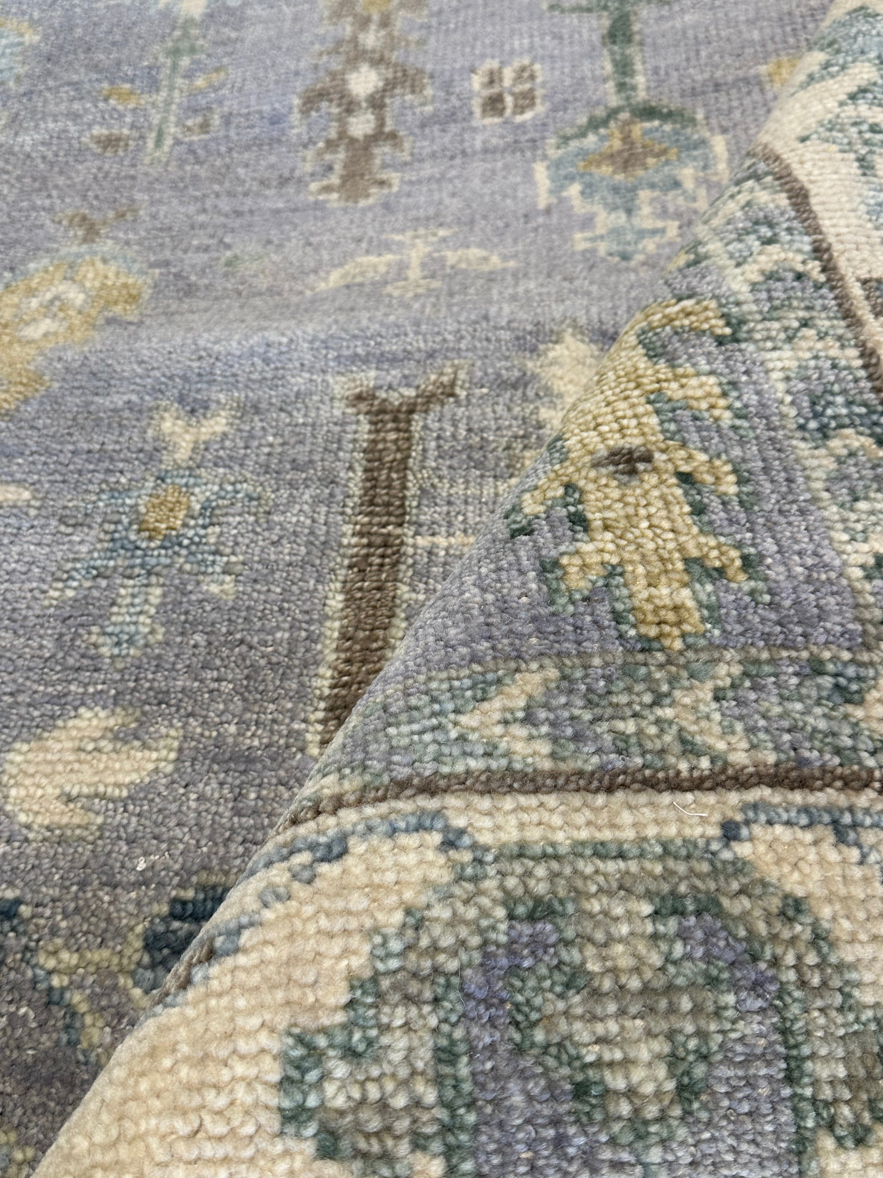 Lianna 8x10 Grey and Ivory Hand-Knotted Oushak Rug