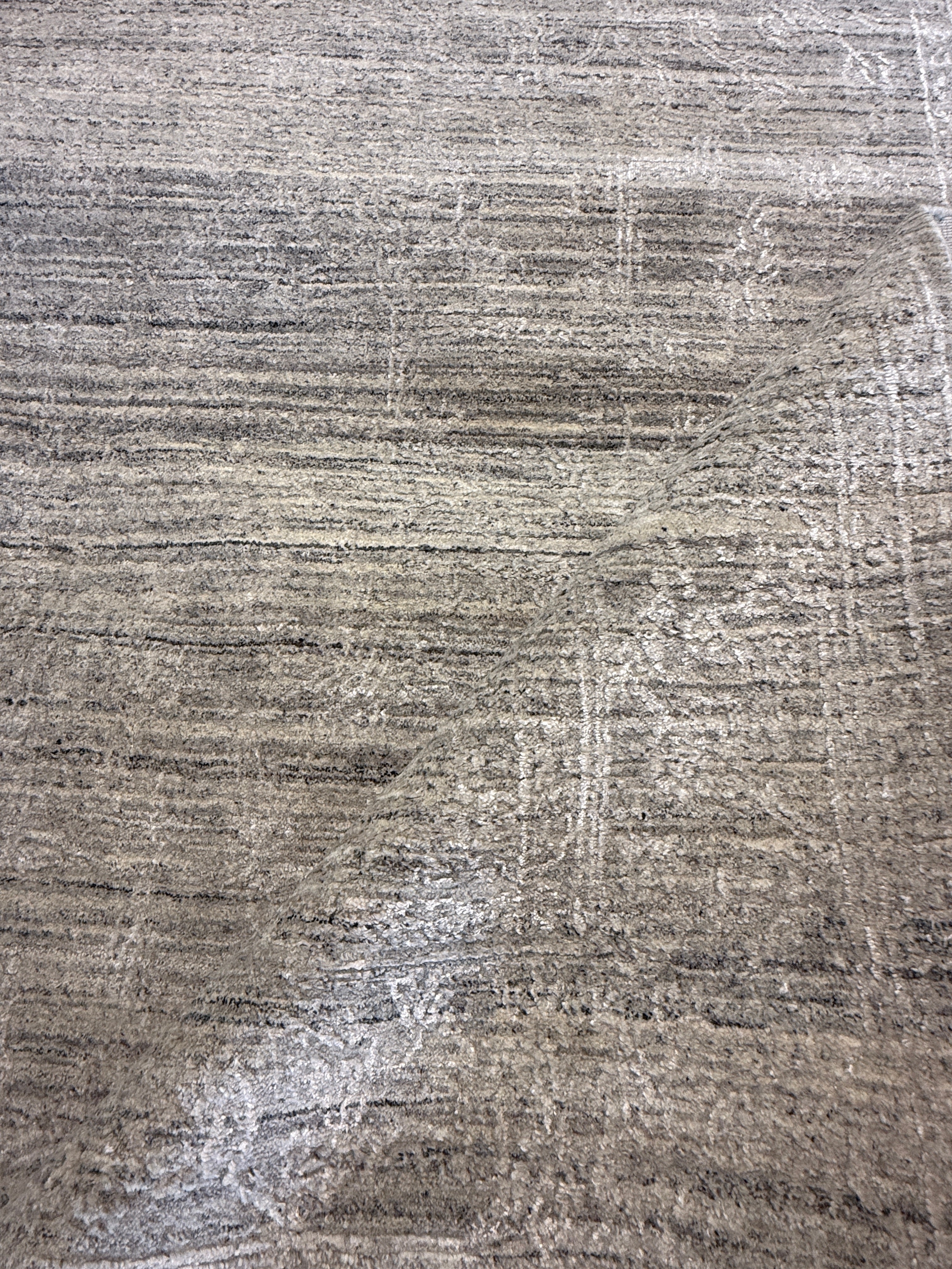 Randy Walsh 8x10 Silver and Grey Hand-Knotted Modern Abstract Rug