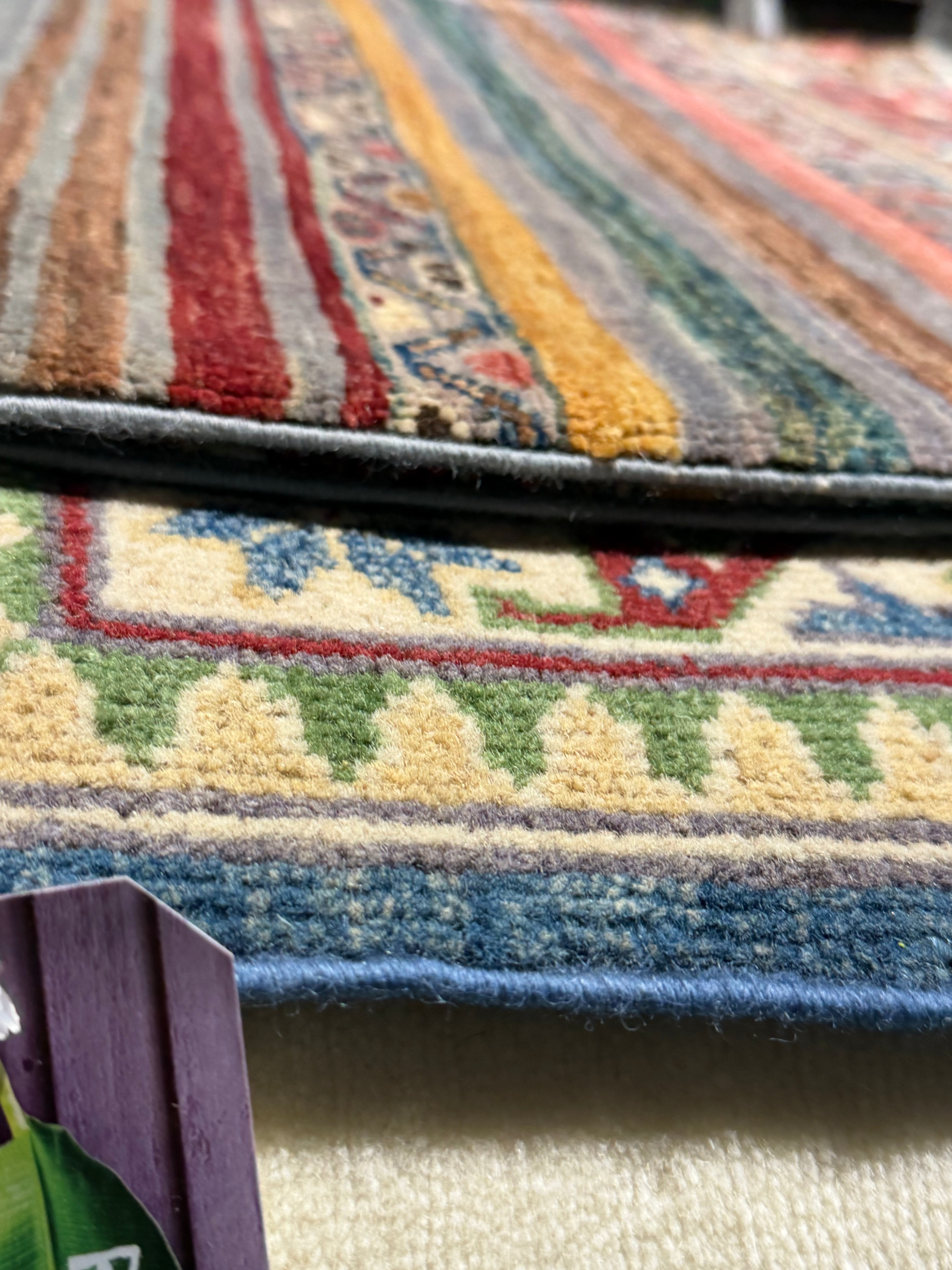 Rebecca Writtenhouse 1.11x11.4 Orange Multi Afghani Khorjin Runner