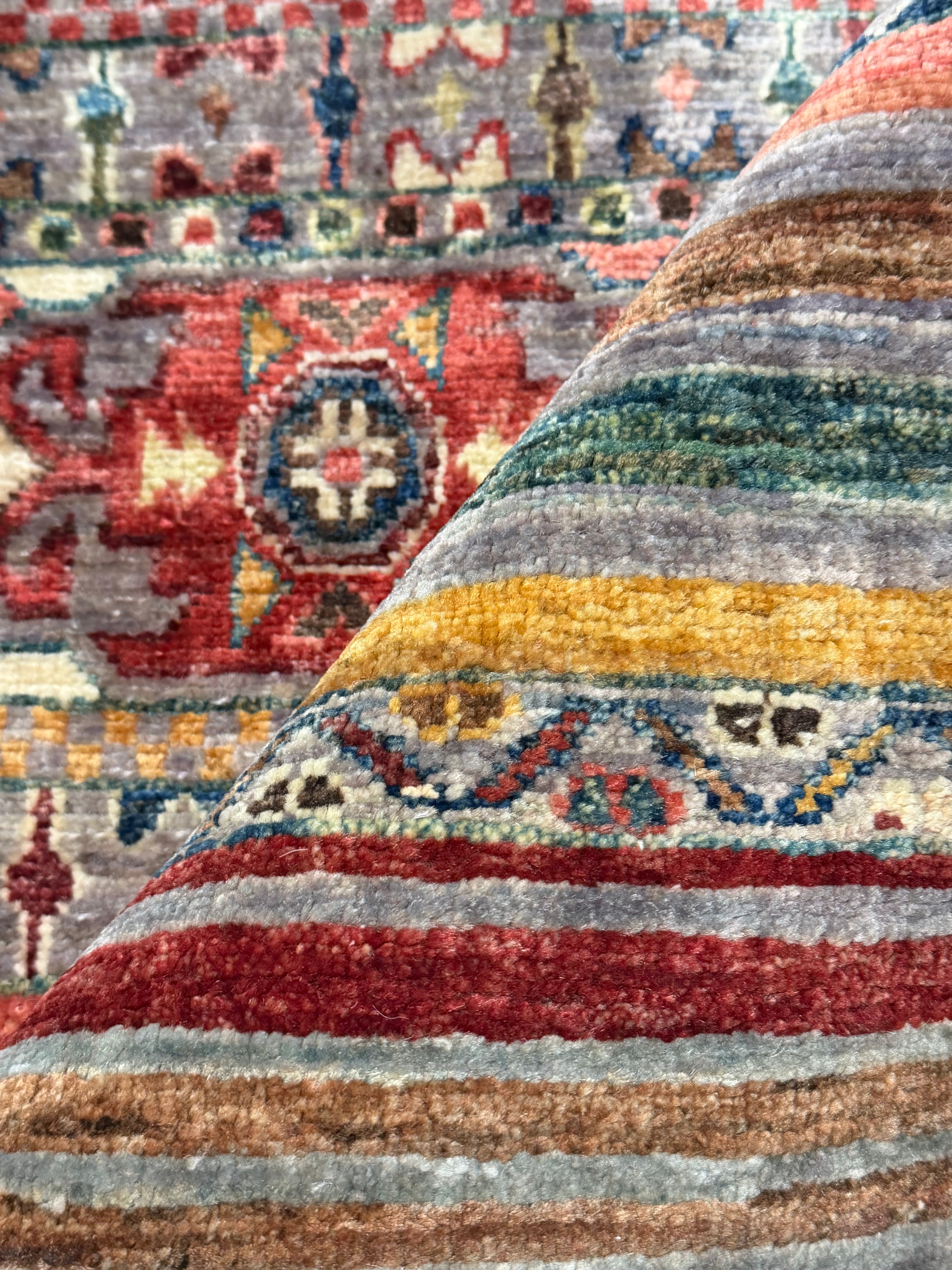 Rebecca Writtenhouse 1.11x11.4 Orange Multi Afghani Khorjin Runner