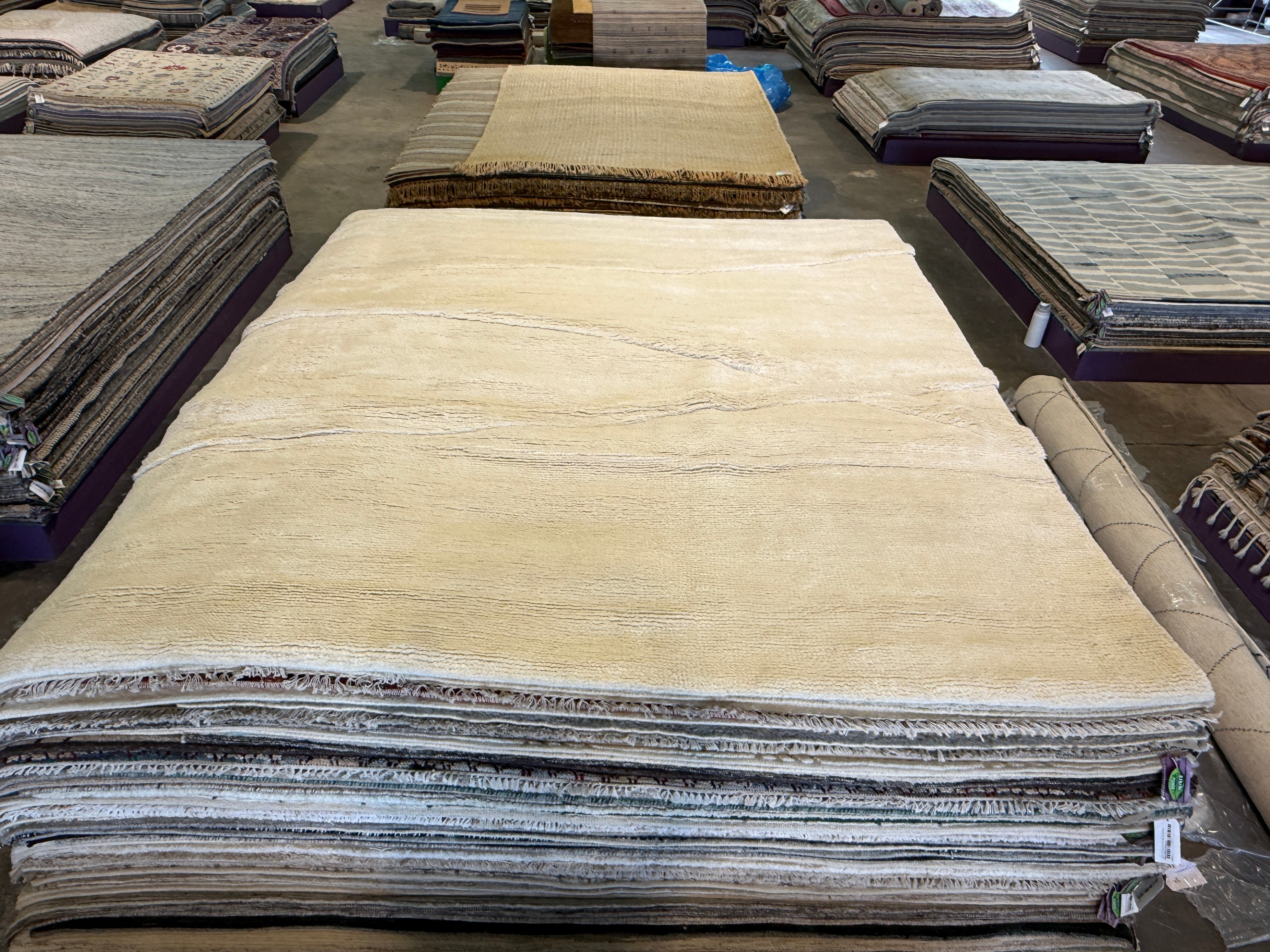 Keith Hunter Jesperson 8.3x10 Cream Hand-Knotted Modern Rug