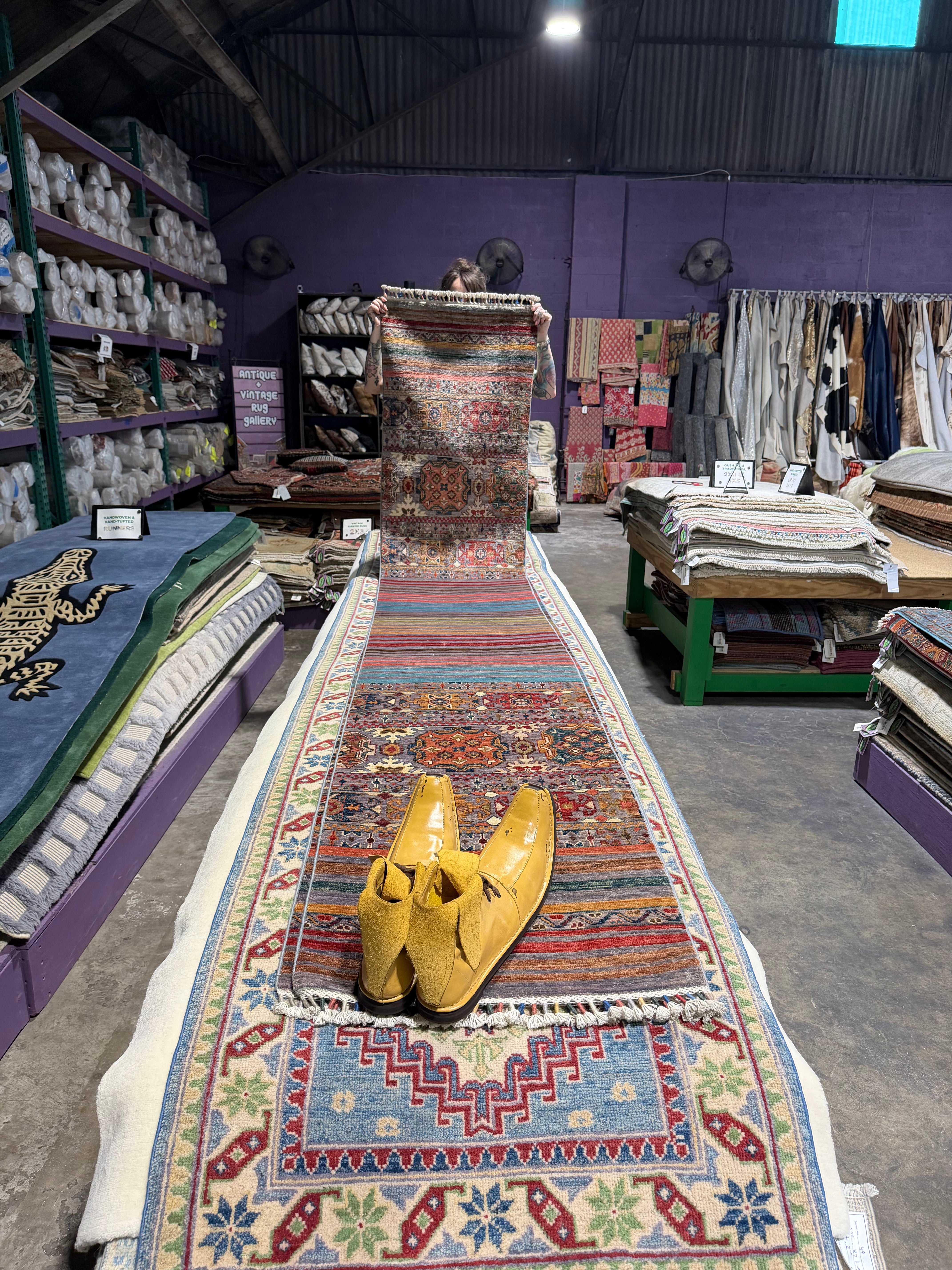 Rebecca Writtenhouse 1.11x11.4 Orange Multi Afghani Khorjin Runner