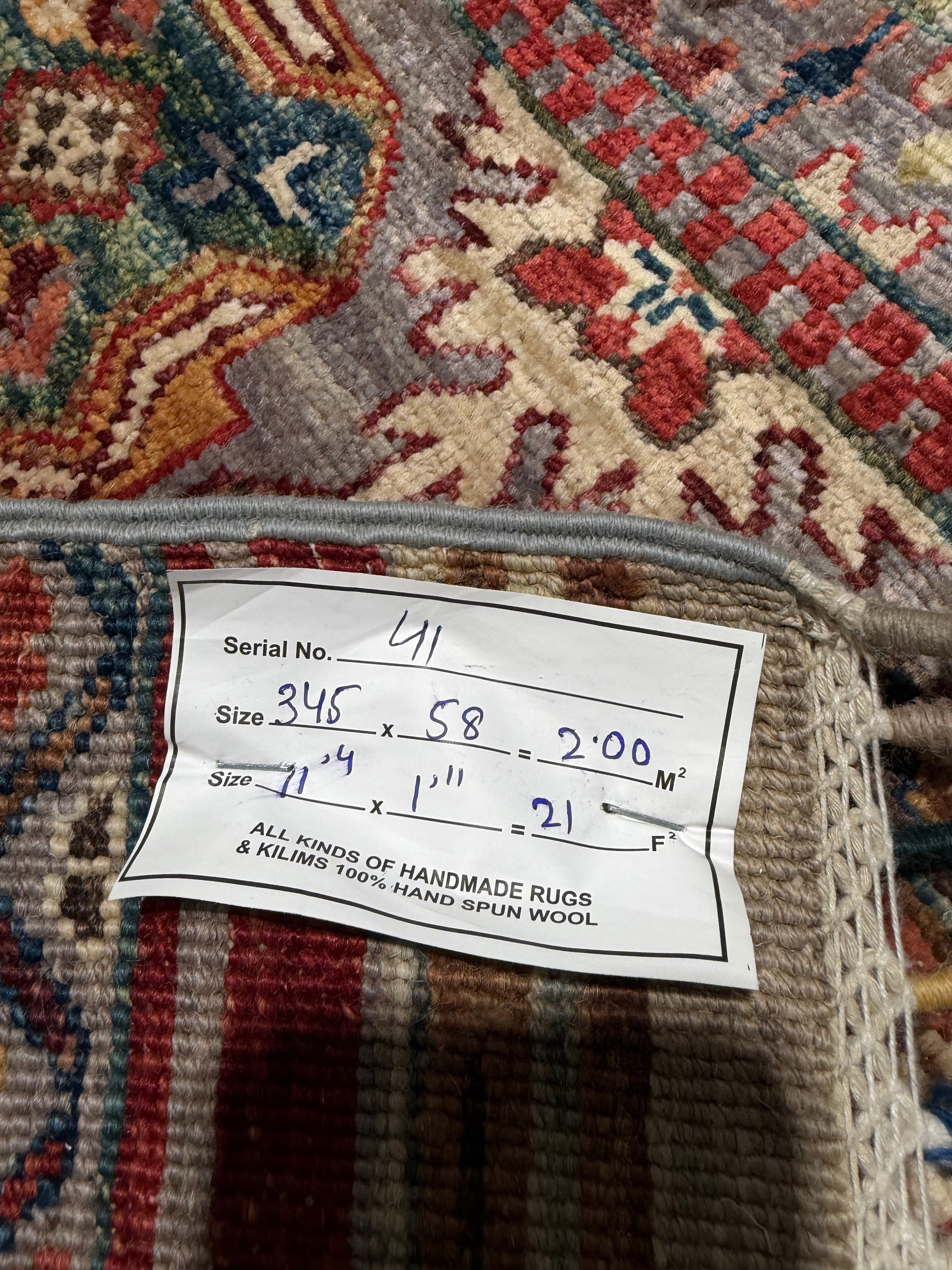 Rebecca Writtenhouse 1.11x11.4 Orange Multi Afghani Khorjin Runner