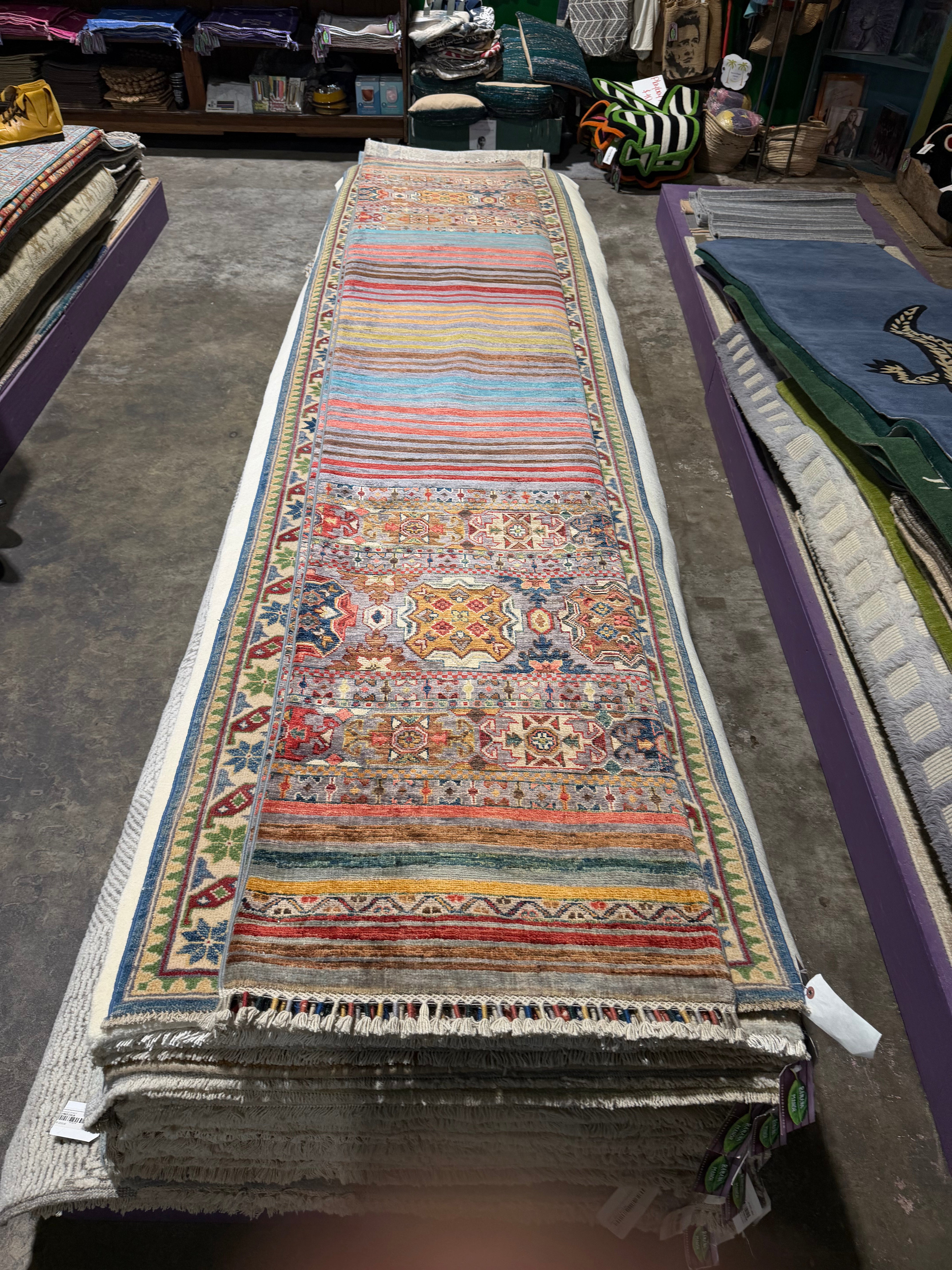 Lexy Jones 1.11x11.3 Orange Multi Afghani Khorjin Runner