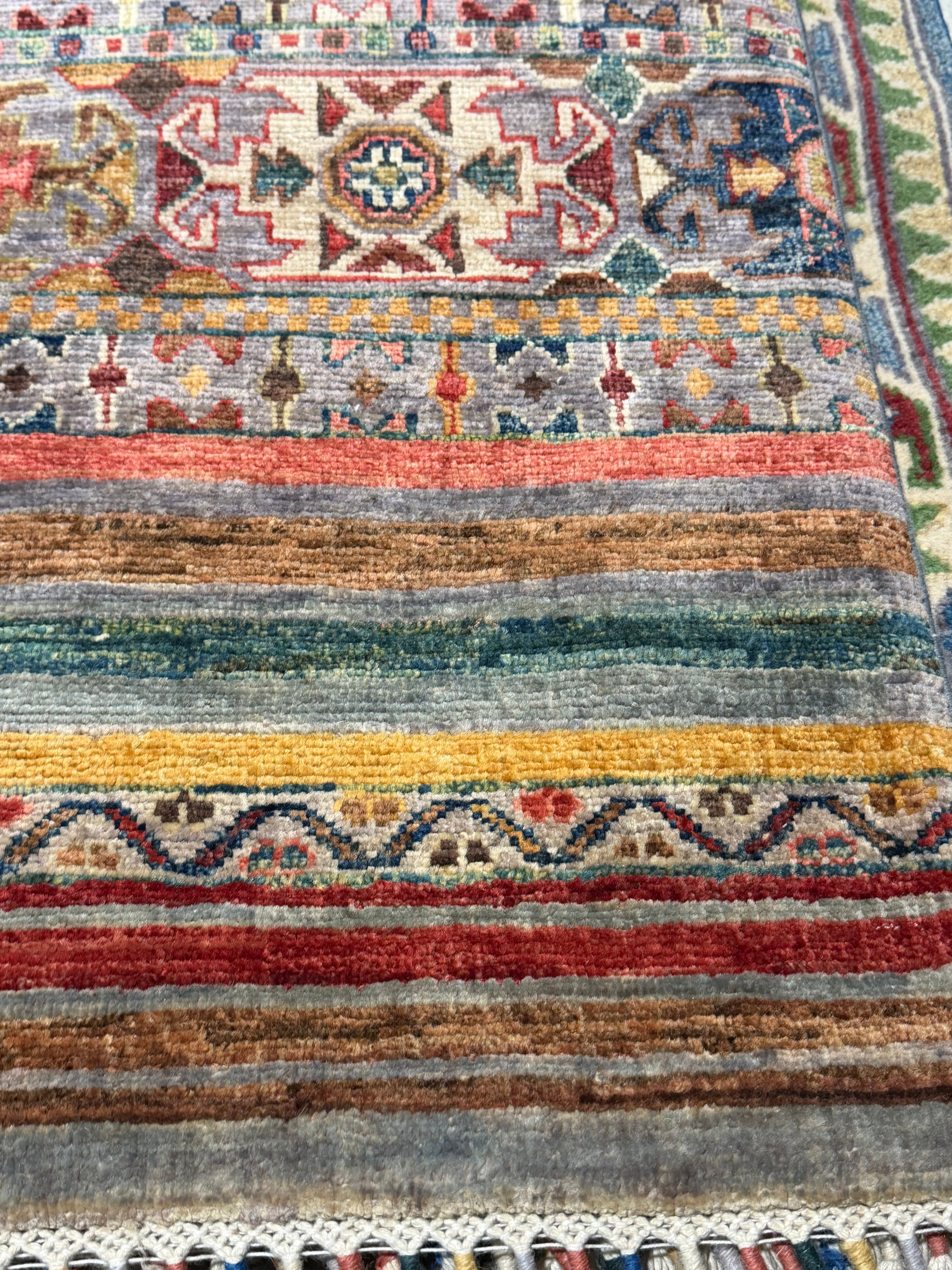 Lexy Jones 1.11x11.3 Orange Multi Afghani Khorjin Runner