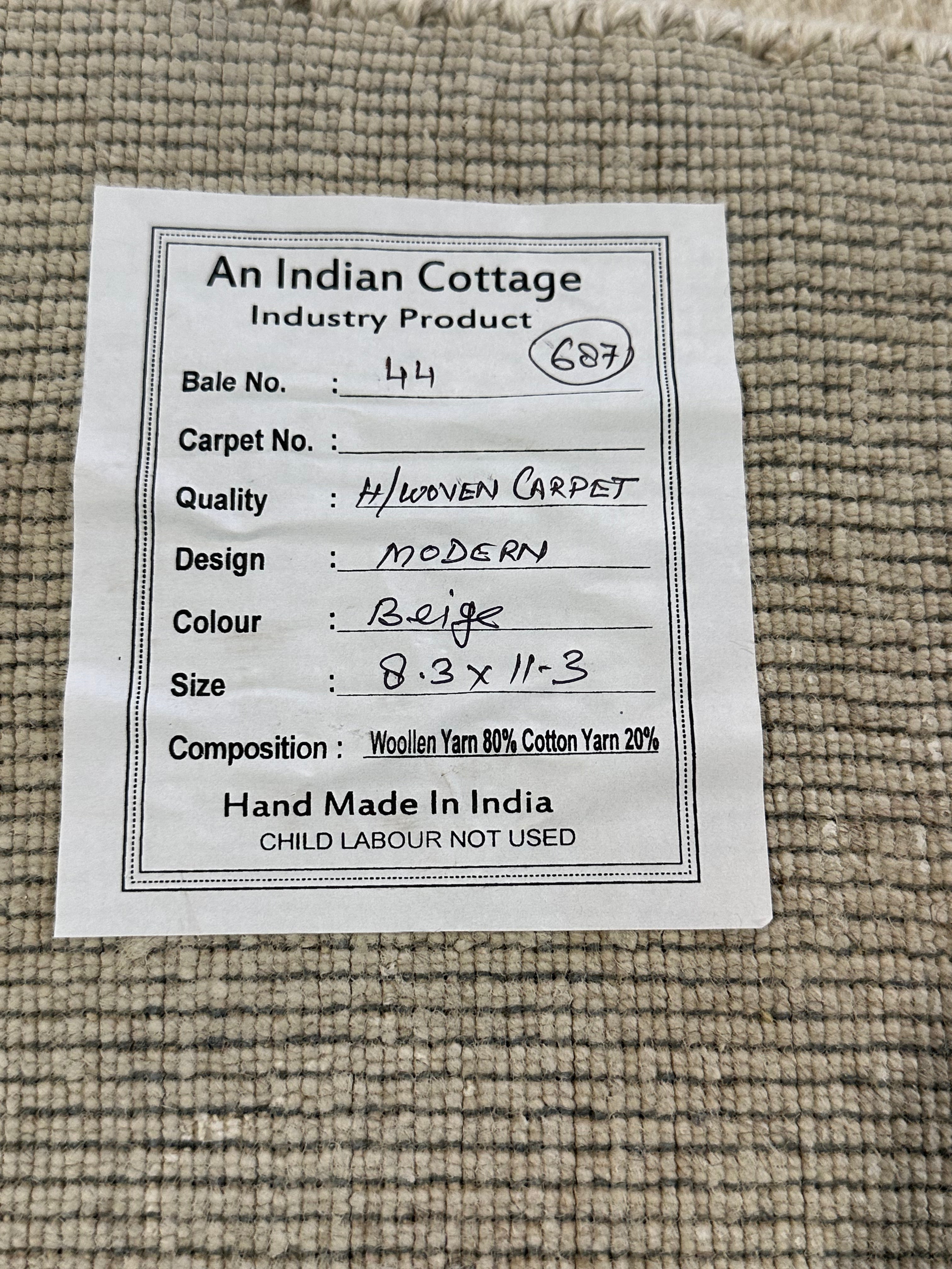 Tre Marcel Cooper 8.3x11.3 Beige Handwoven Modern Rug