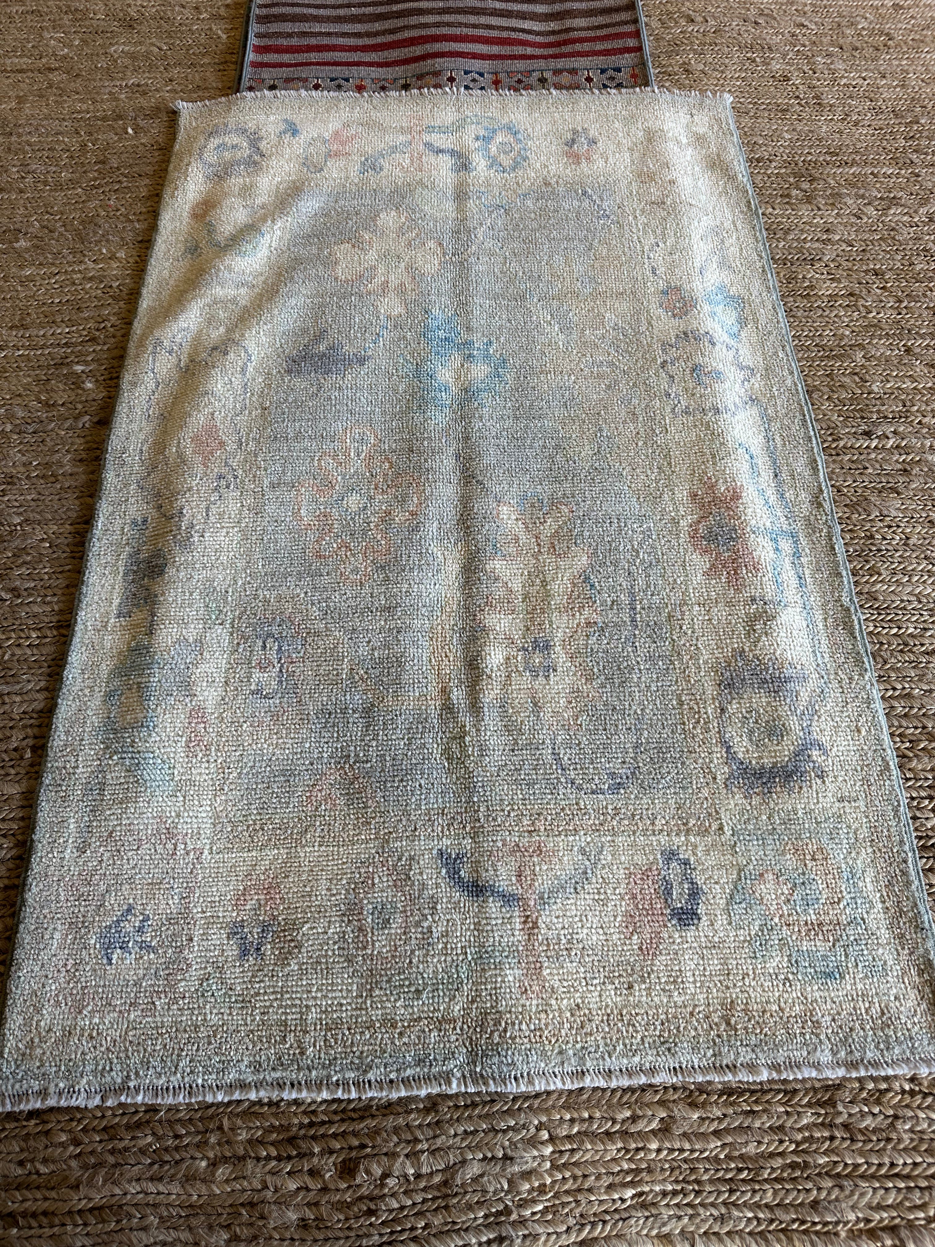 Nashwa Mohammadi 2.8x4.2 Blue Afghani Whitewashed Oushak