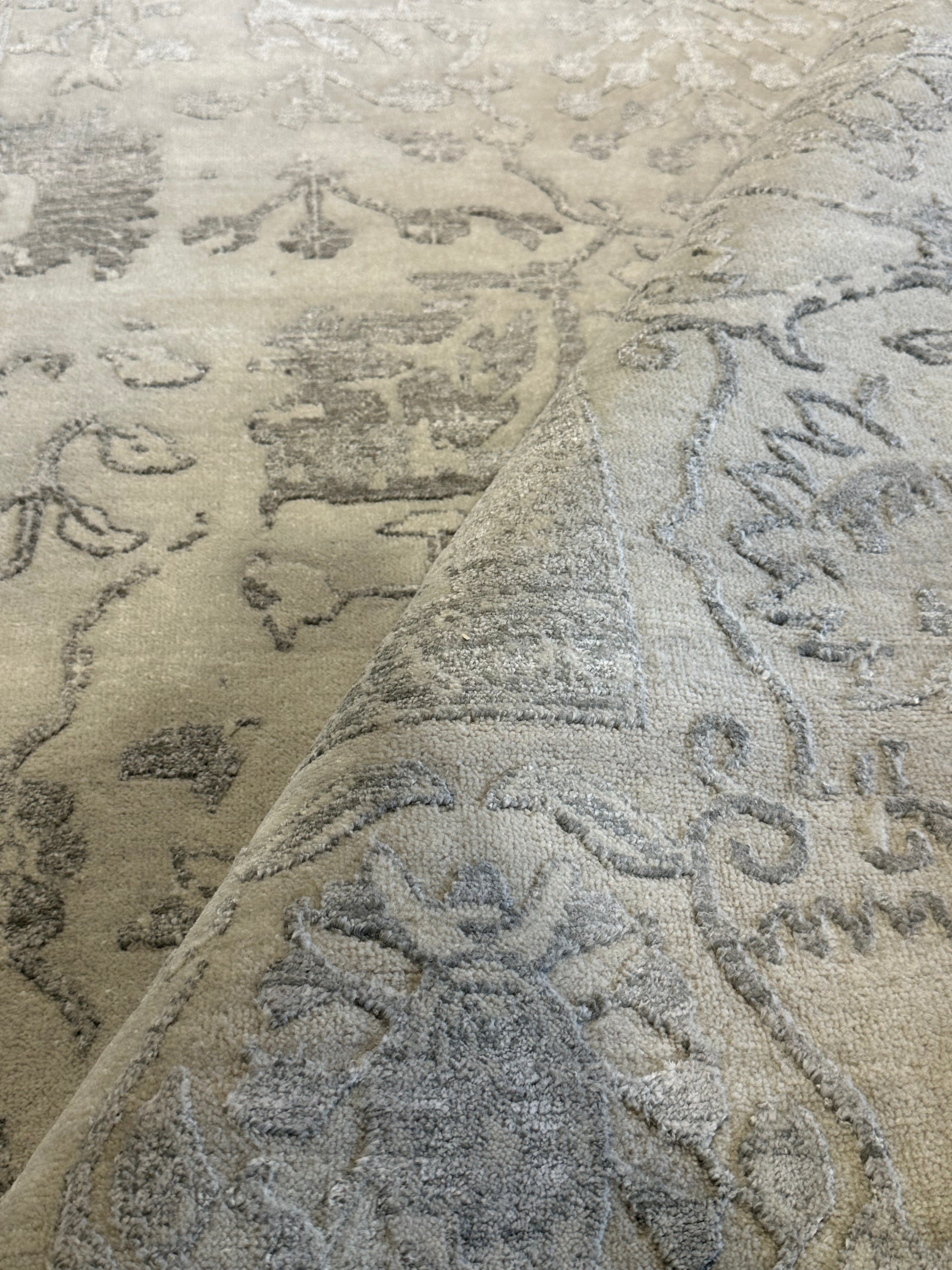 Damon Gupton 9x12 Grey High-Low Hand-Knotted Modern Rug