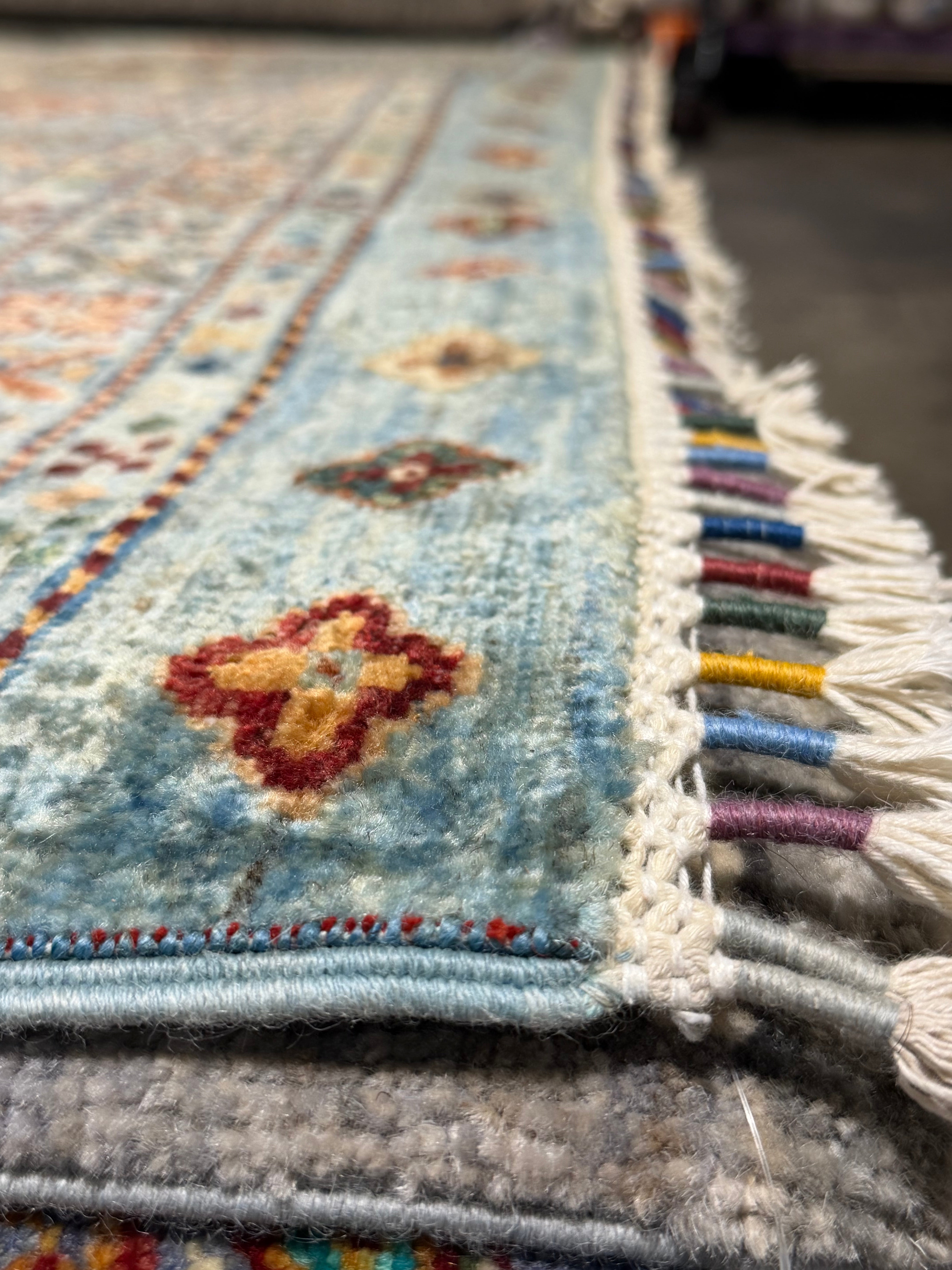 Anna Andrews 6.11x8.3 Blue Afghani Khorjin Rug
