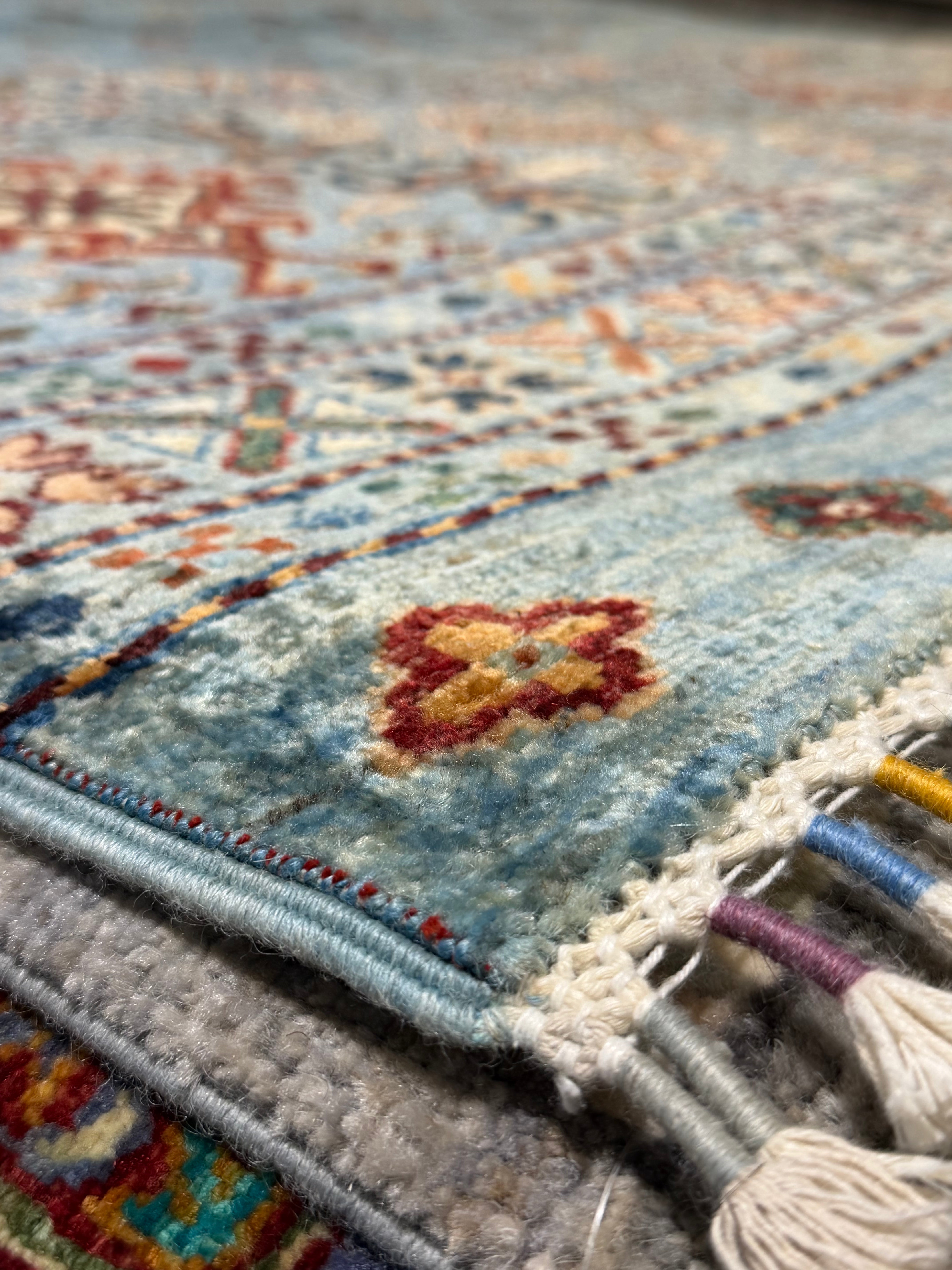 Anna Andrews 6.11x8.3 Blue Afghani Khorjin Rug