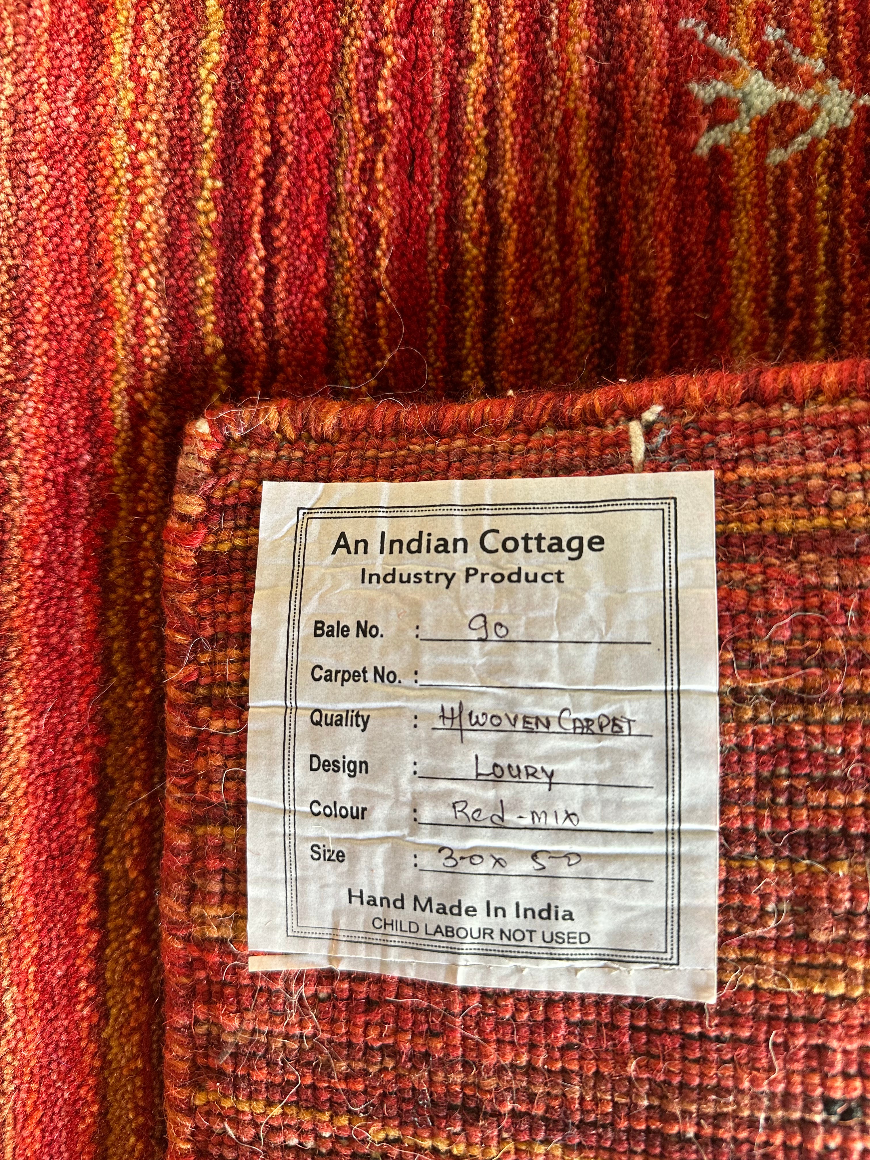 Wet Willie 3x5 Red Handwoven Gabbeh Rug