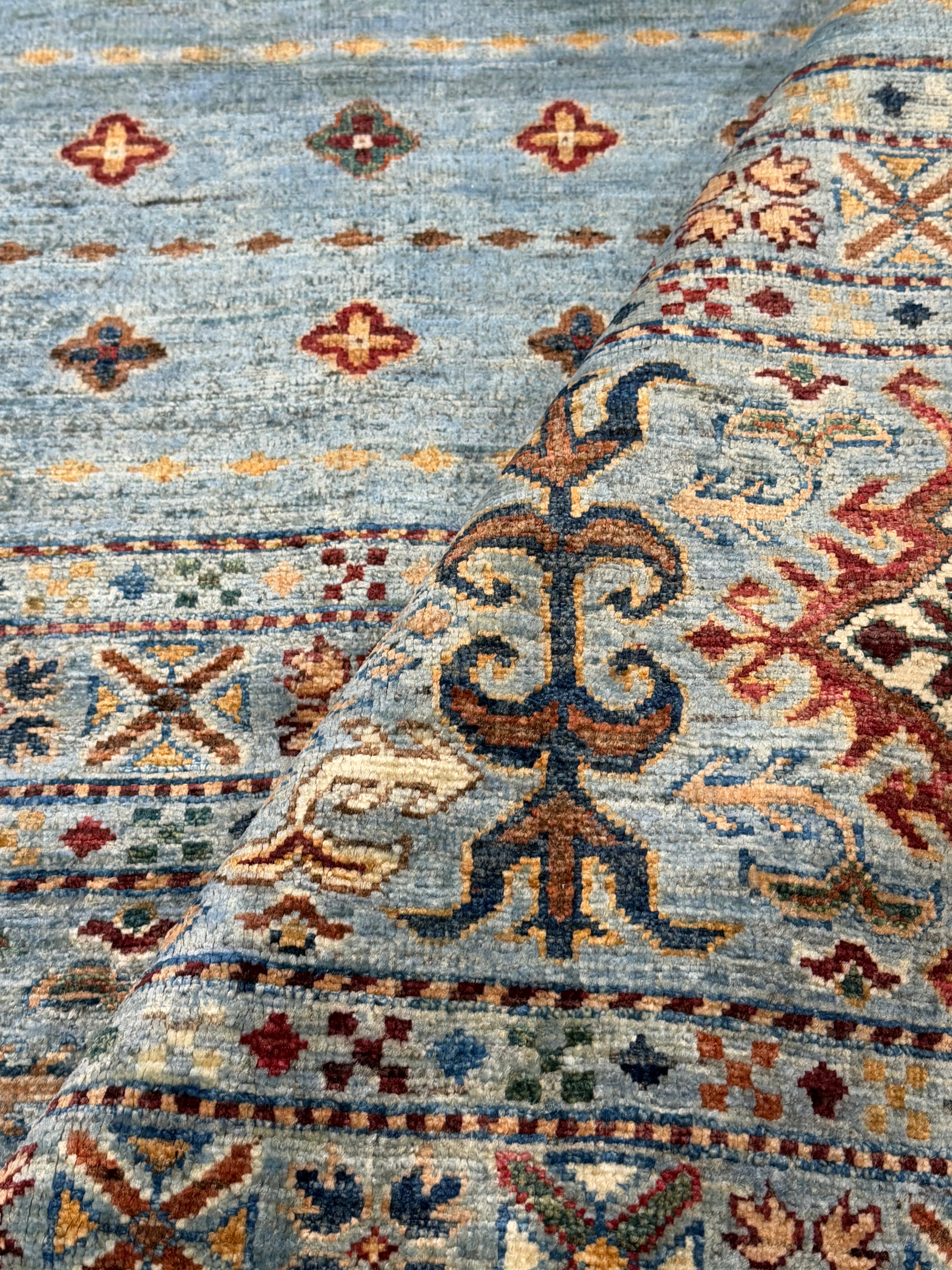 Anna Andrews 6.11x8.3 Blue Afghani Khorjin Rug