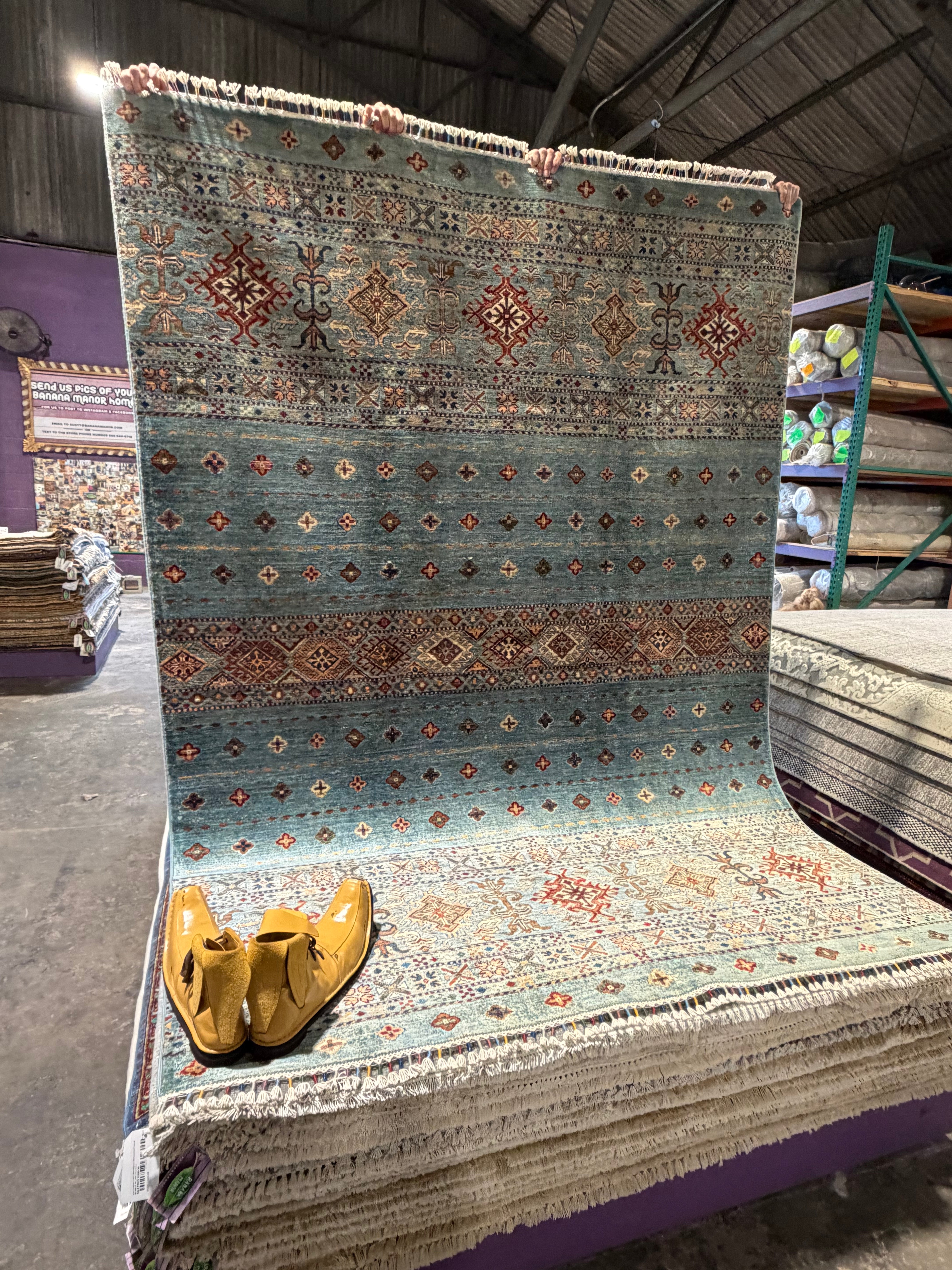 Anna Andrews 6.11x8.3 Blue Afghani Khorjin Rug