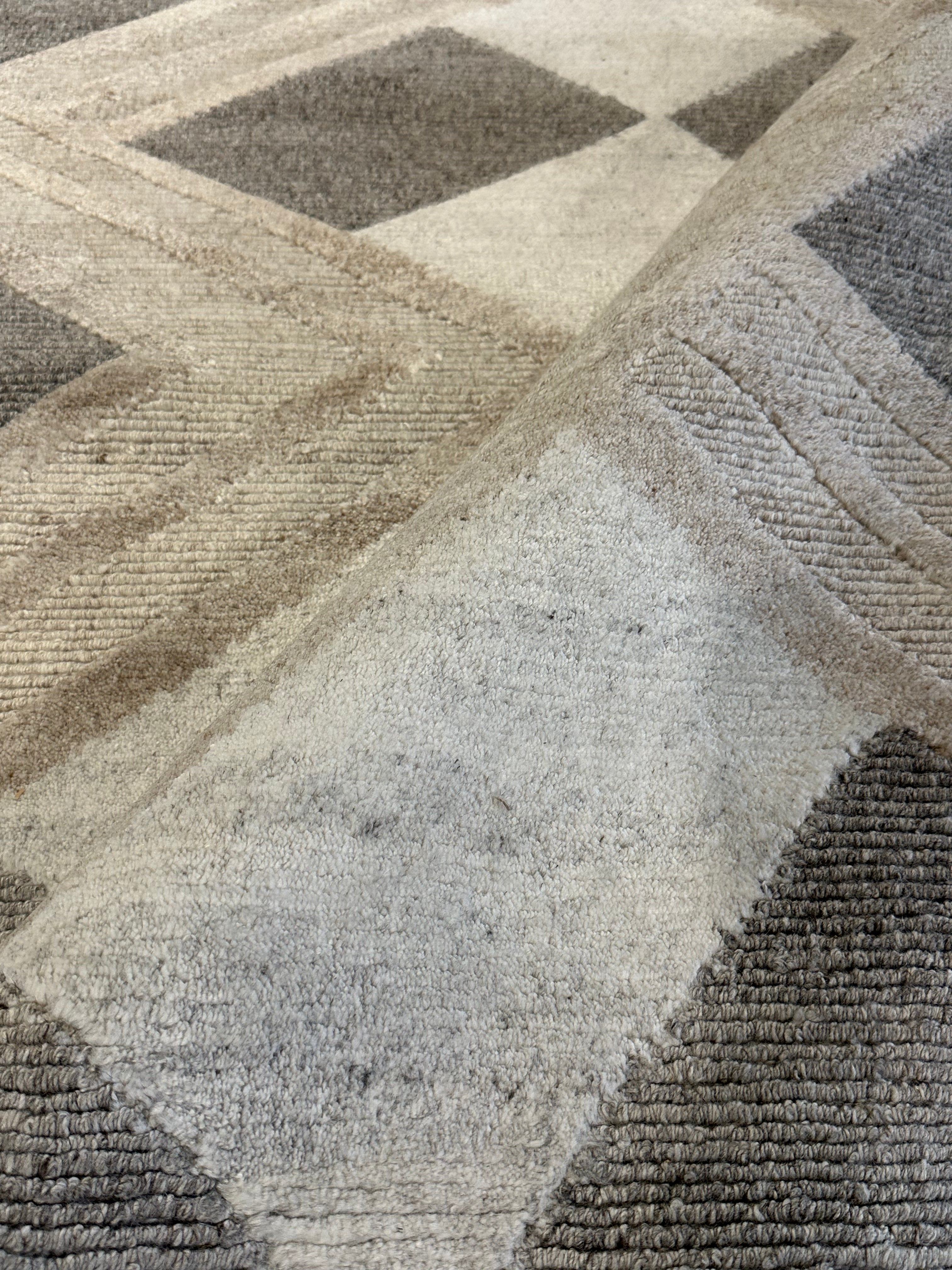 Nico 9x11.9 Hand-Knotted Modern Loop Cut Rug