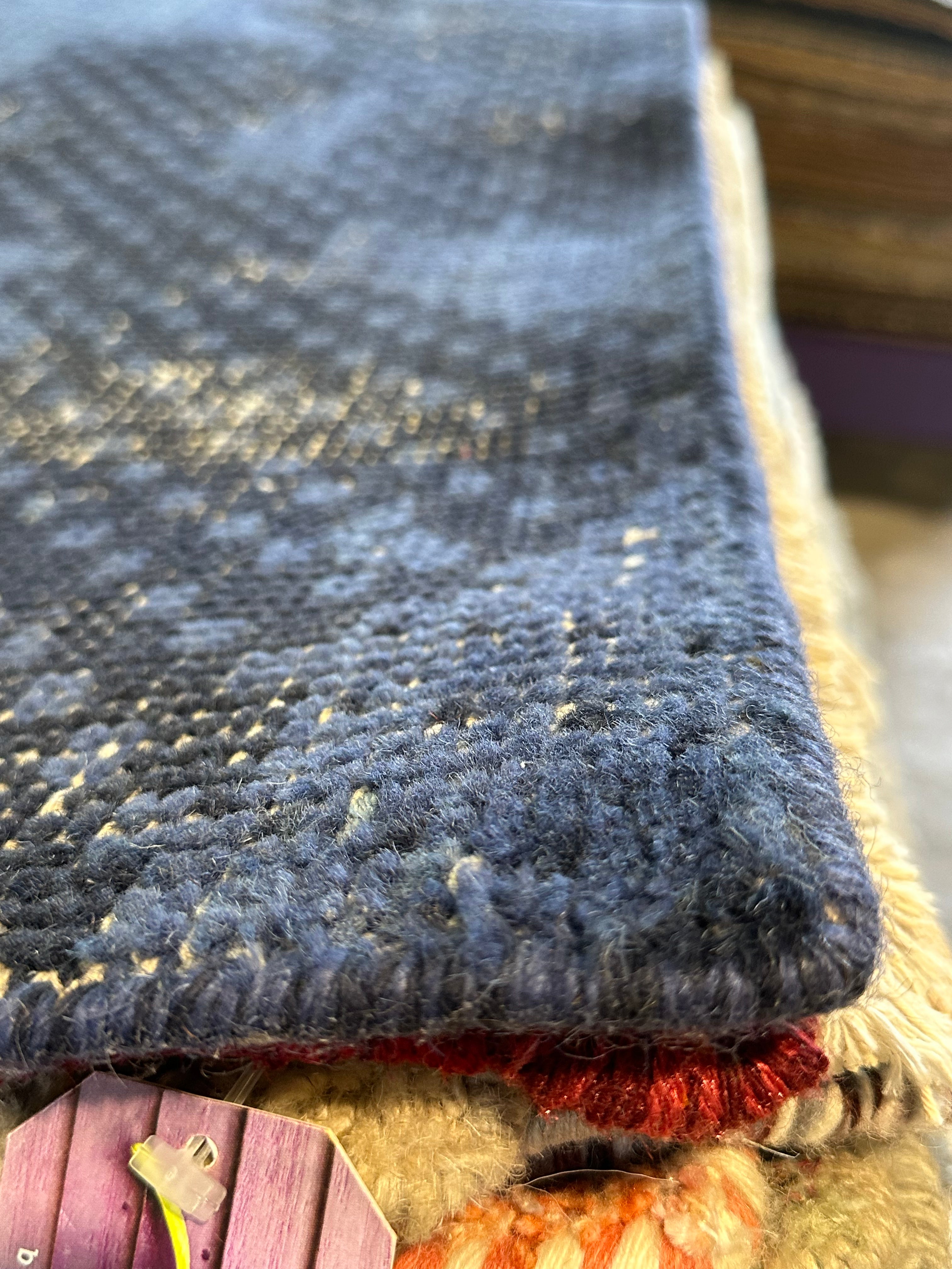 Rawiri Paratene 5x8 Hand-Knotted Modern Blue Abstract