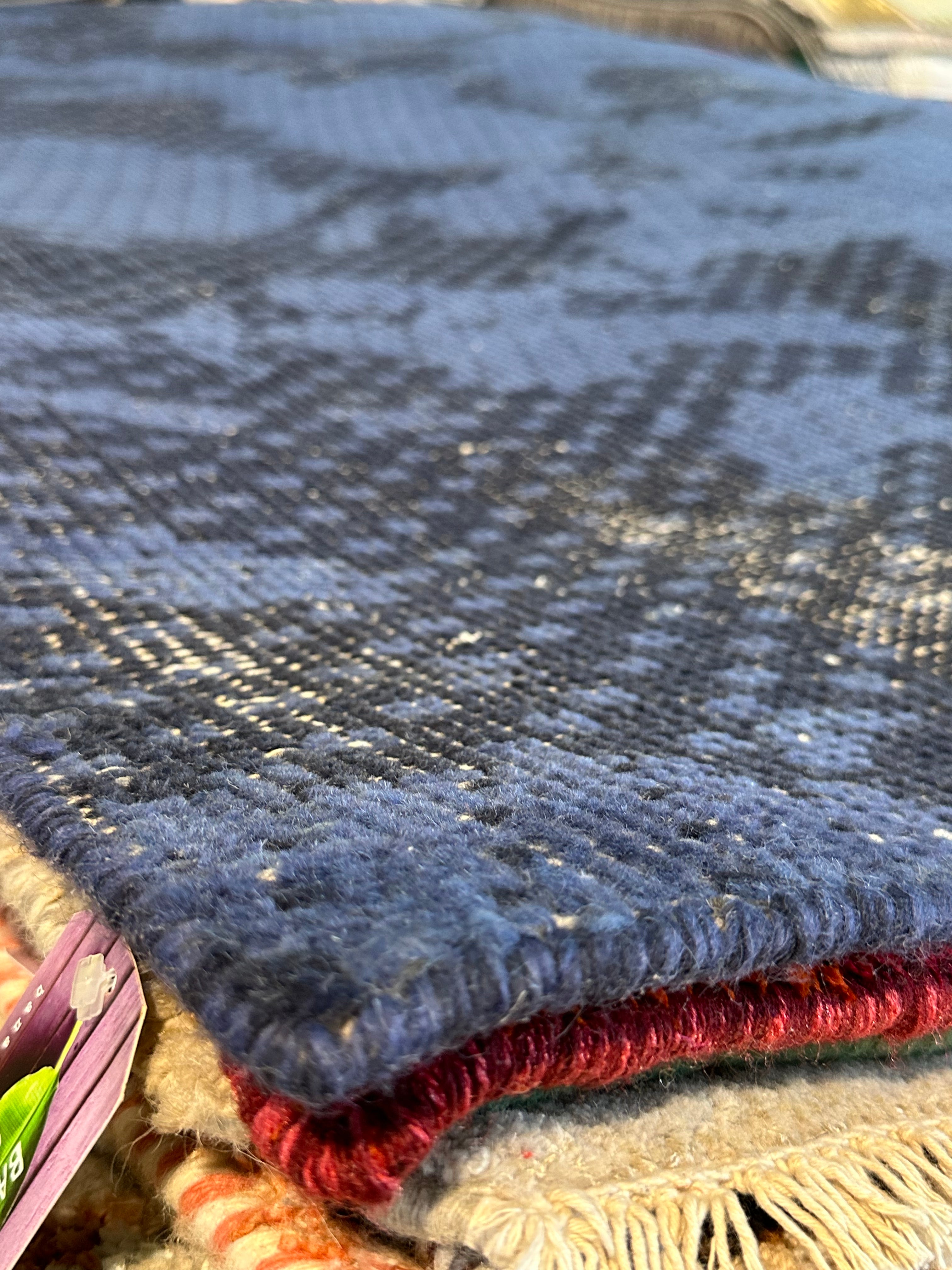Rawiri Paratene 5x8 Hand-Knotted Modern Blue Abstract