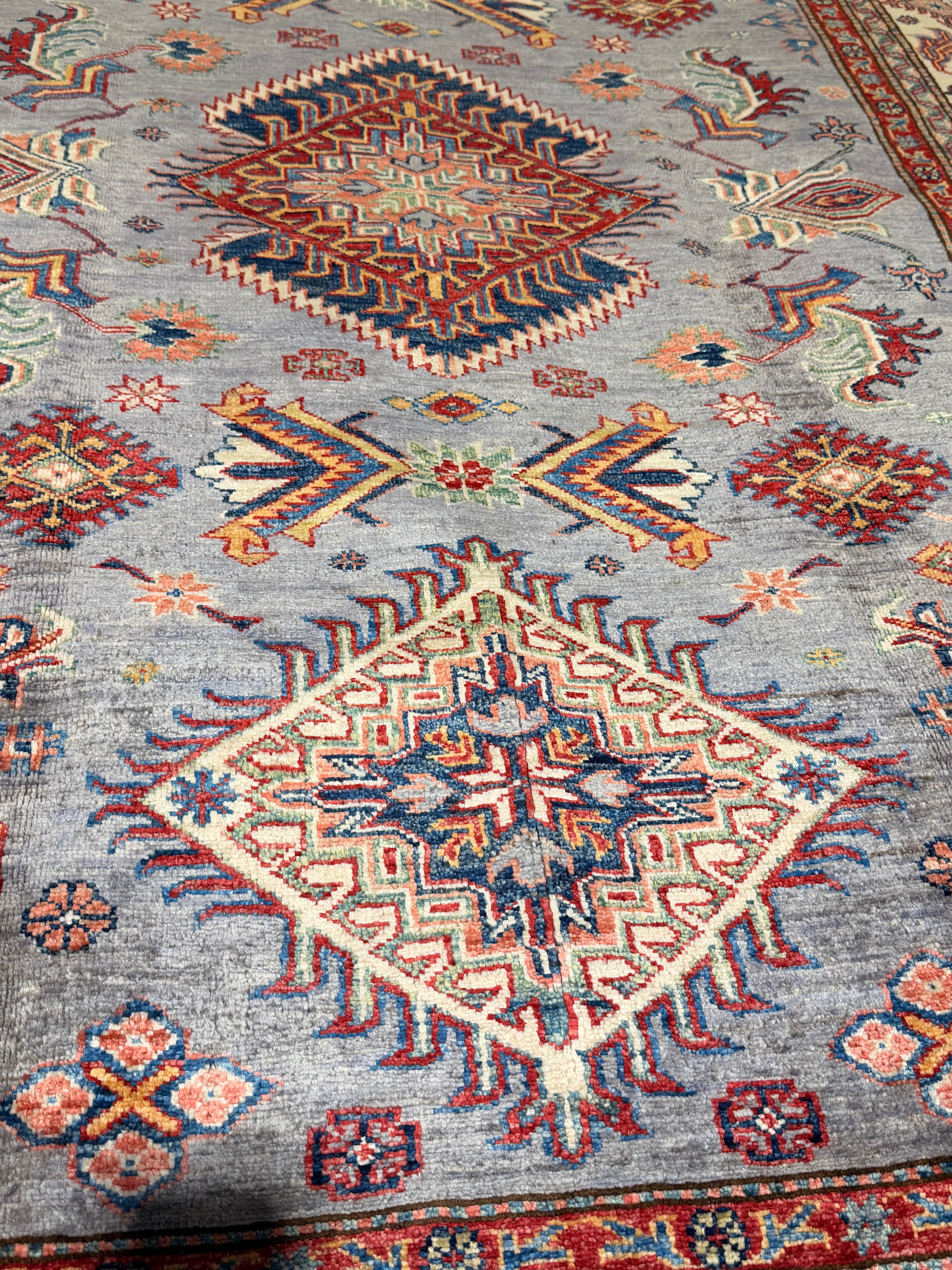 Tessa Thompson 5.6x7.11 Gray Multi  Afghani Kazak Rug