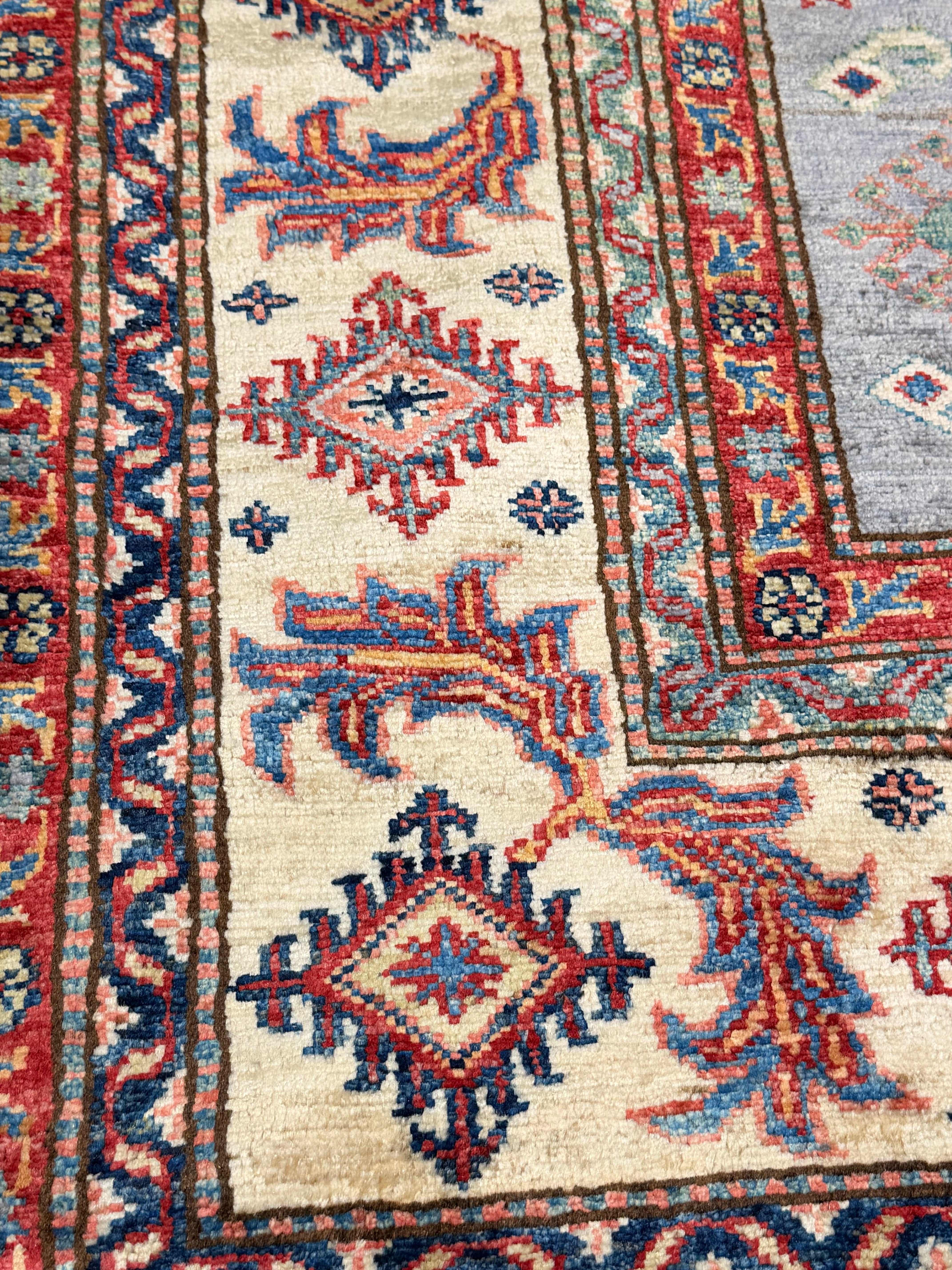 Tessa Thompson 5.6x7.11 Gray Multi  Afghani Kazak Rug