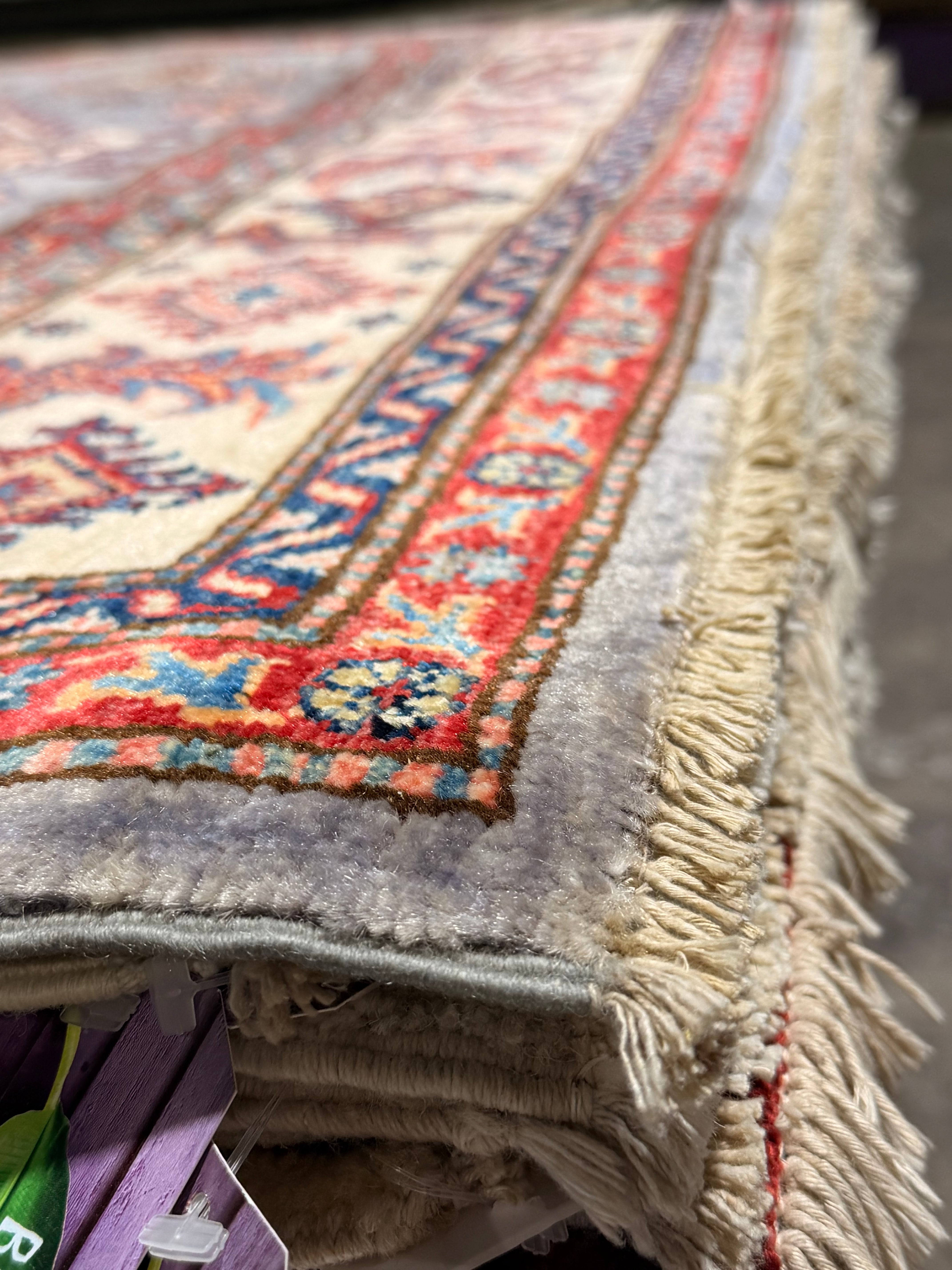 Tessa Thompson 5.6x7.11 Gray Multi  Afghani Kazak Rug