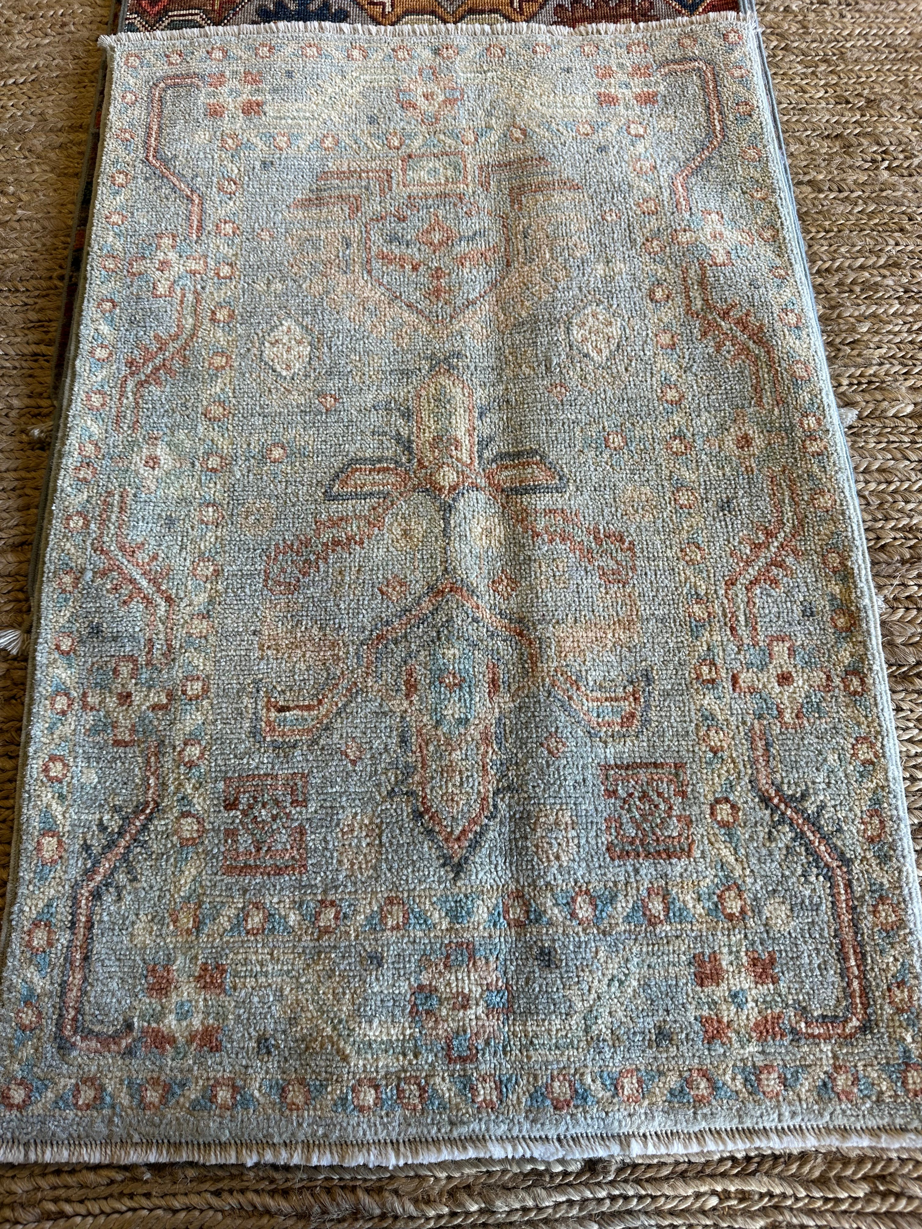 Charlie Harris 2x3 Blue Afghani Whitewashed Oushak