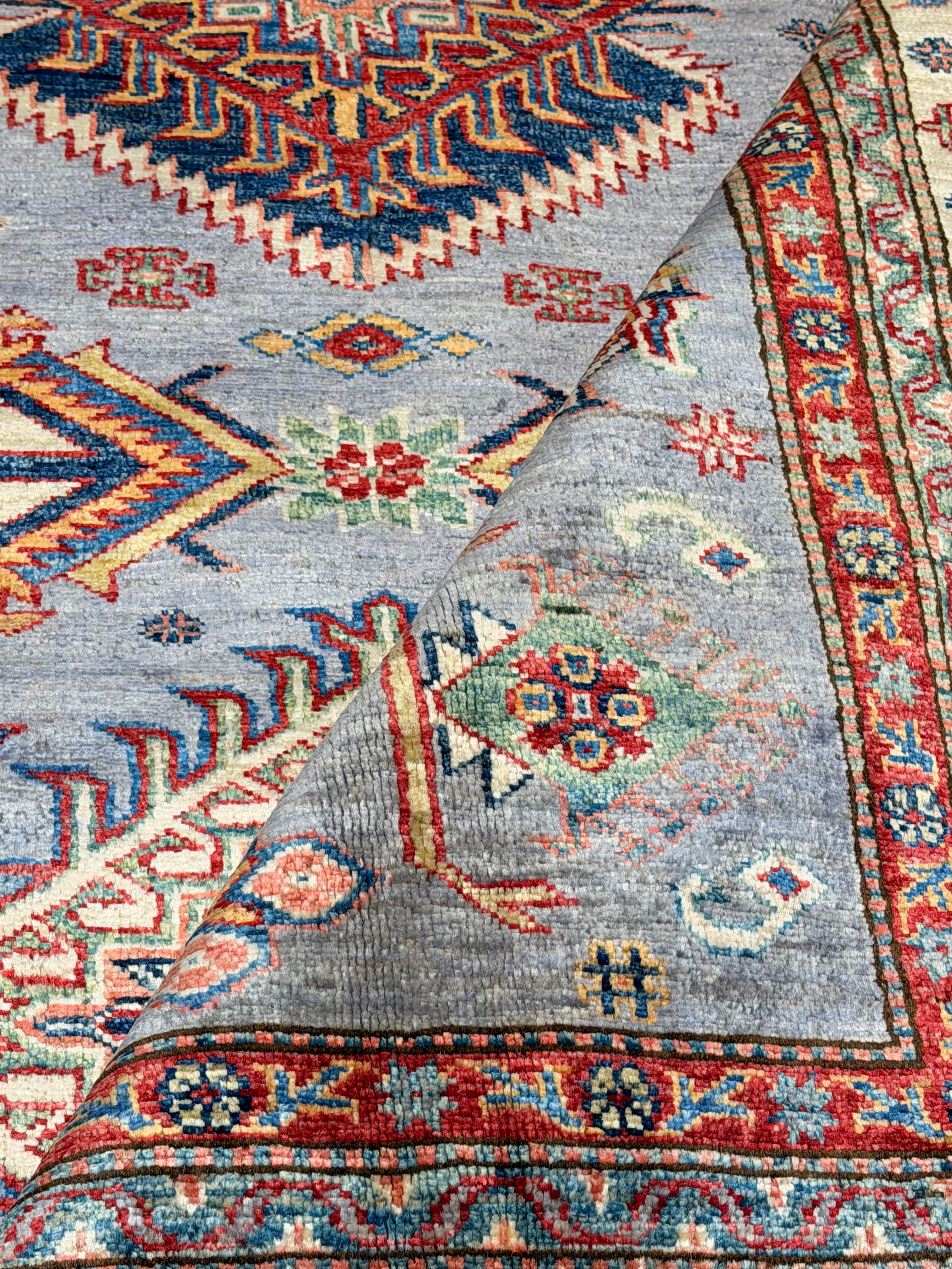 Tessa Thompson 5.6x7.11 Gray Multi  Afghani Kazak Rug