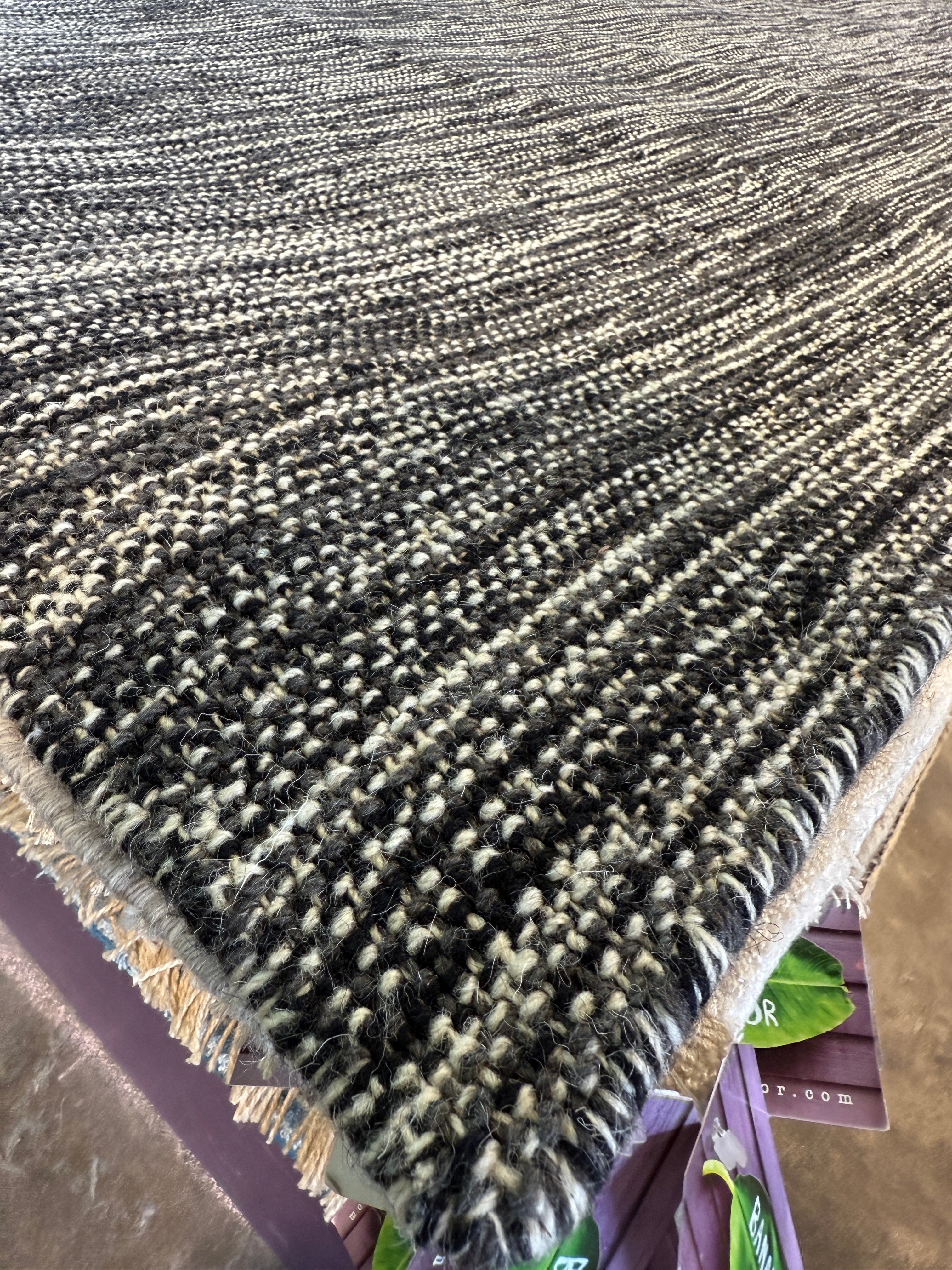 Dale Housden 9x12 Handwoven Durrie Textured Black and Charcoal