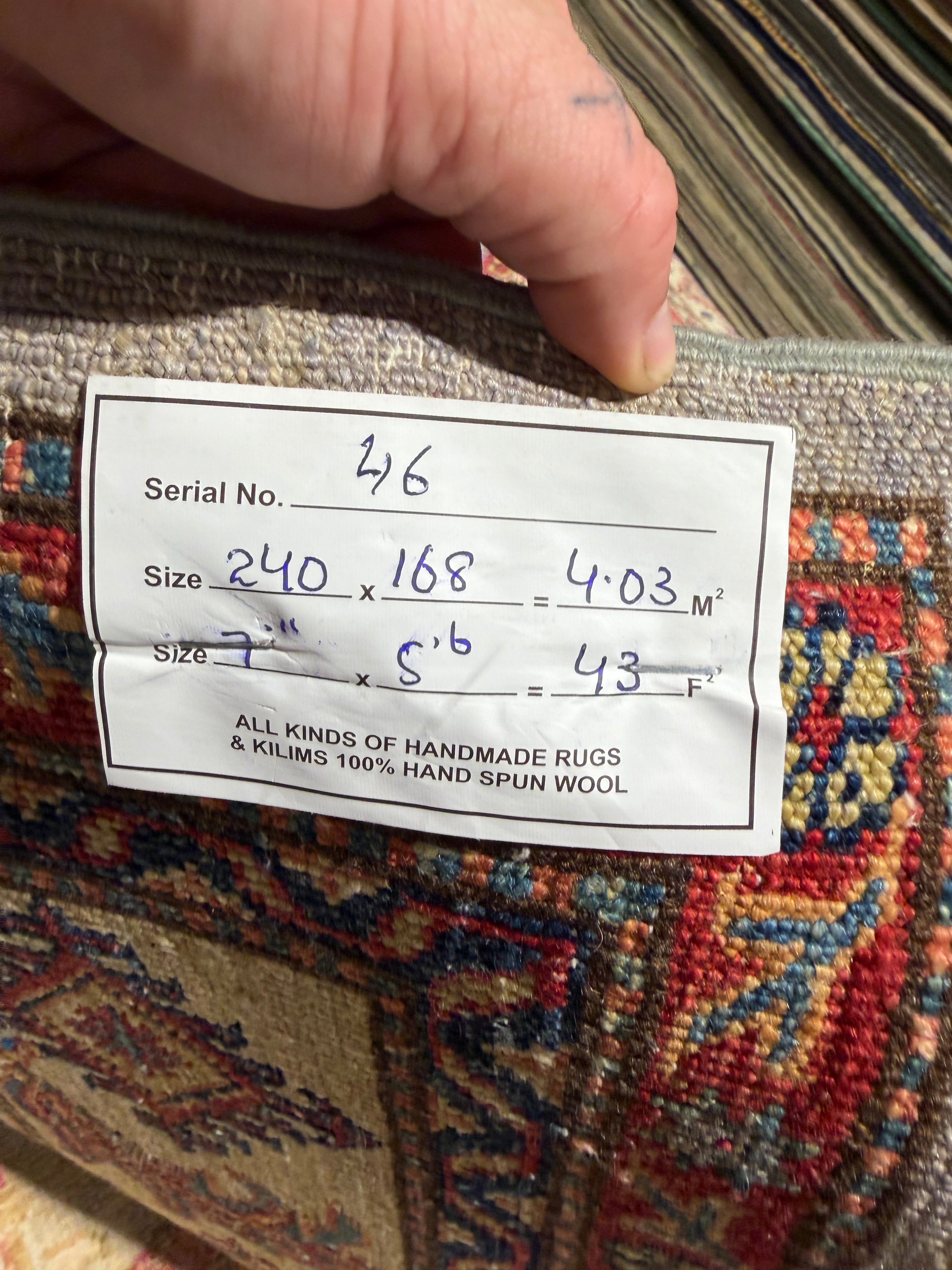 Tessa Thompson 5.6x7.11 Gray Multi  Afghani Kazak Rug