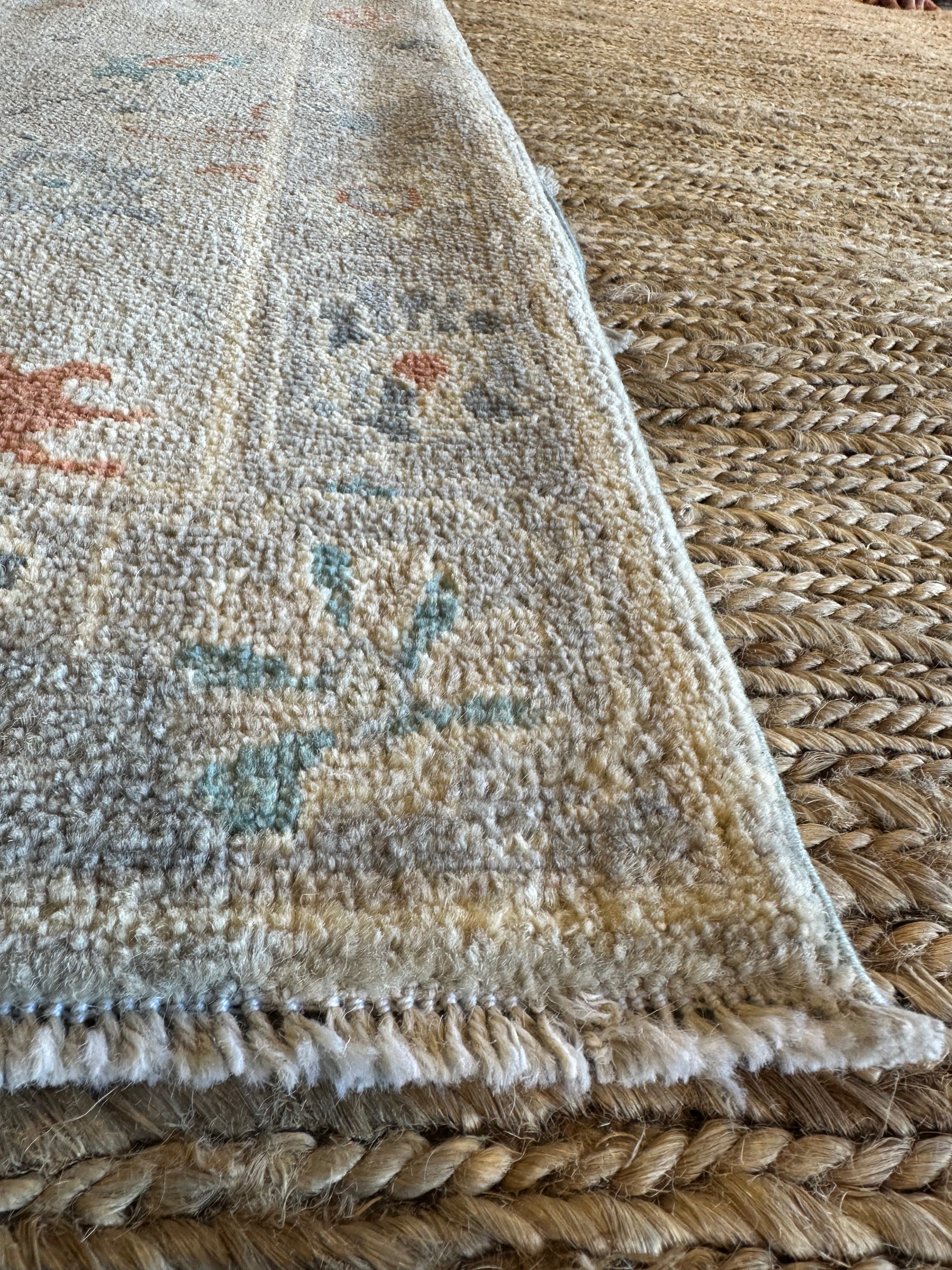 Annabeth Gish 2x3.10 Blue Afghani Whitewashed Oushak