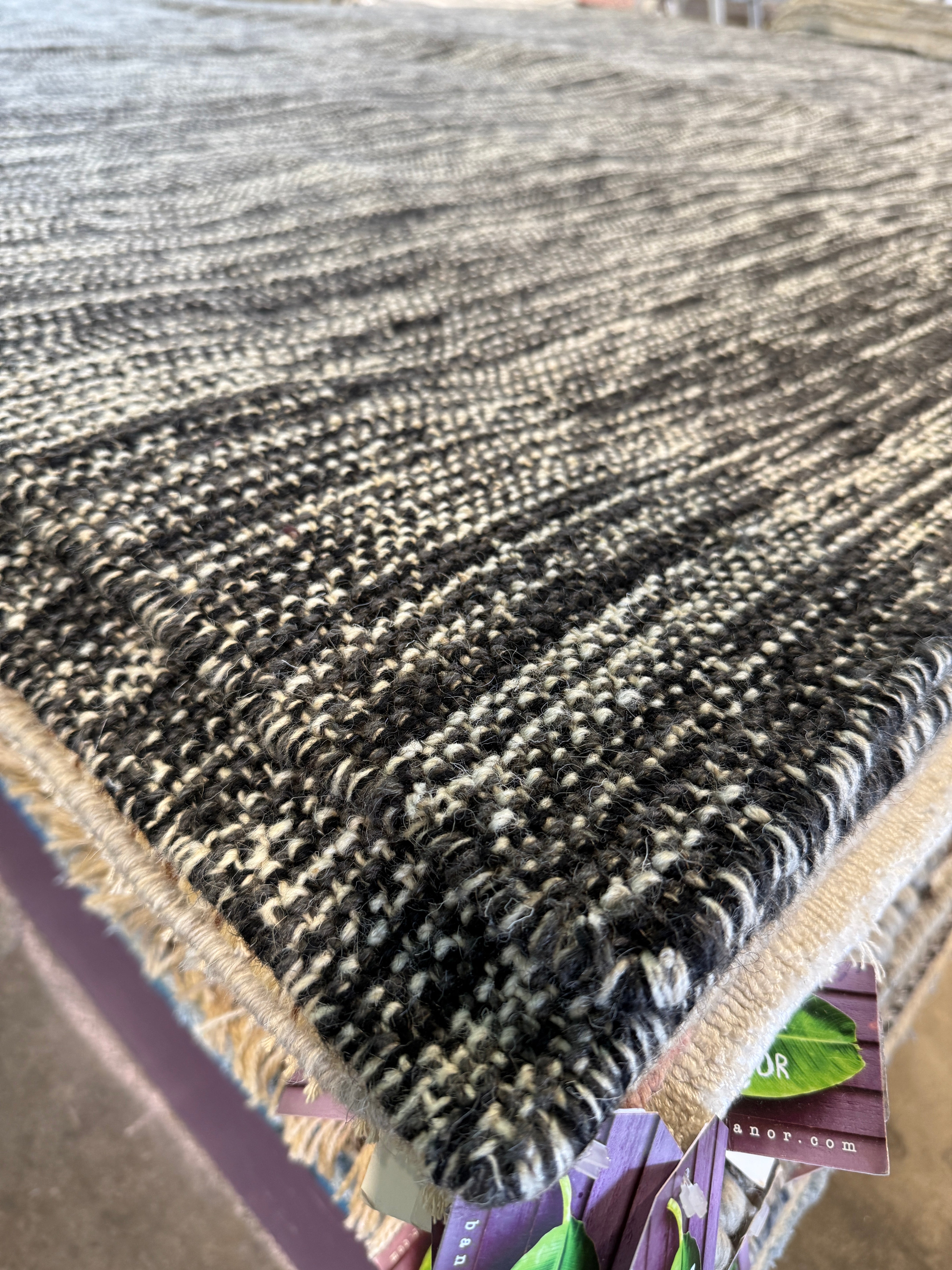 Brian Cunningham 9x12 Handwoven Durrie Textured Black and Charcoal