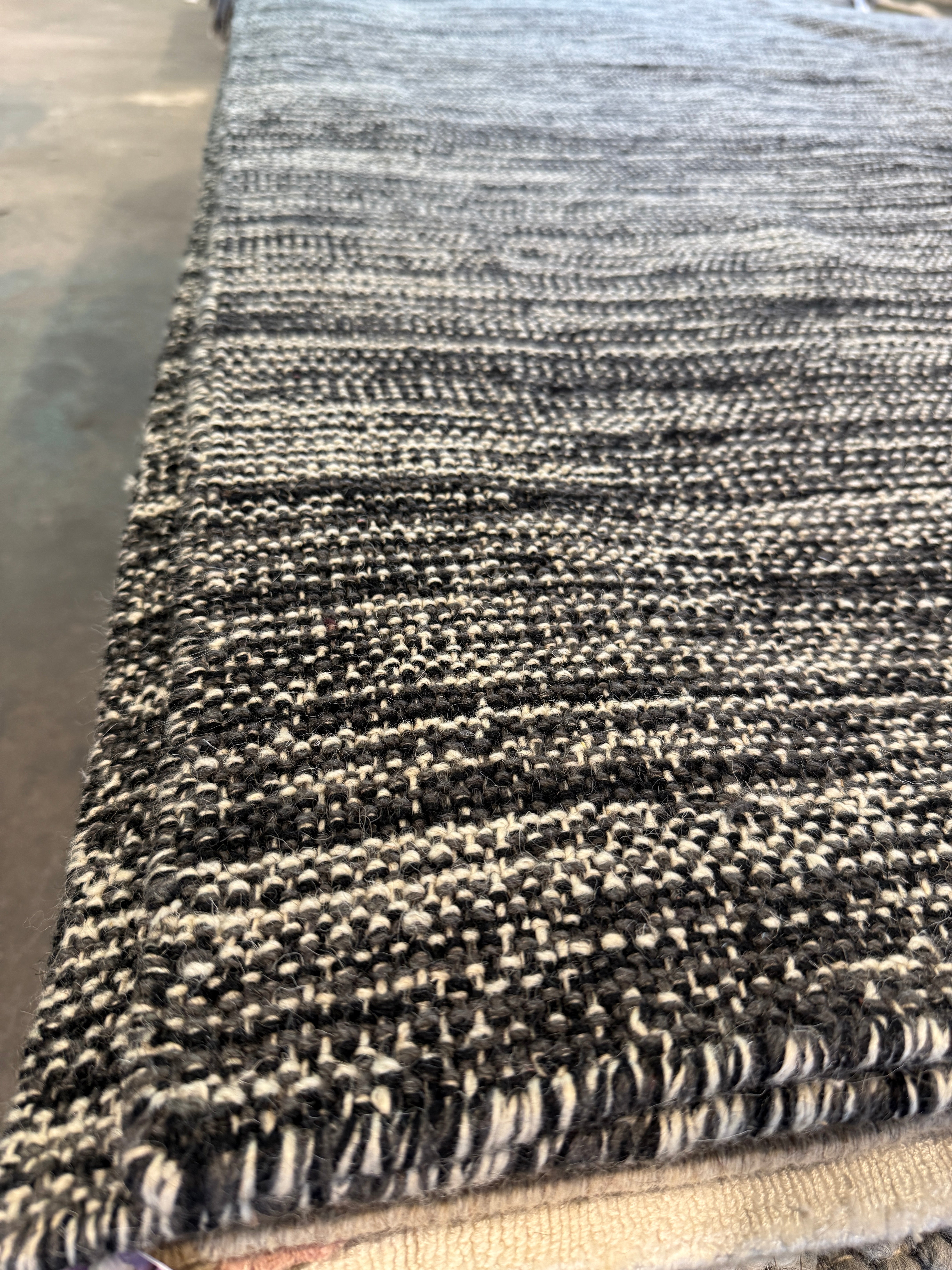 Brian Cunningham 9x12 Handwoven Durrie Textured Black and Charcoal