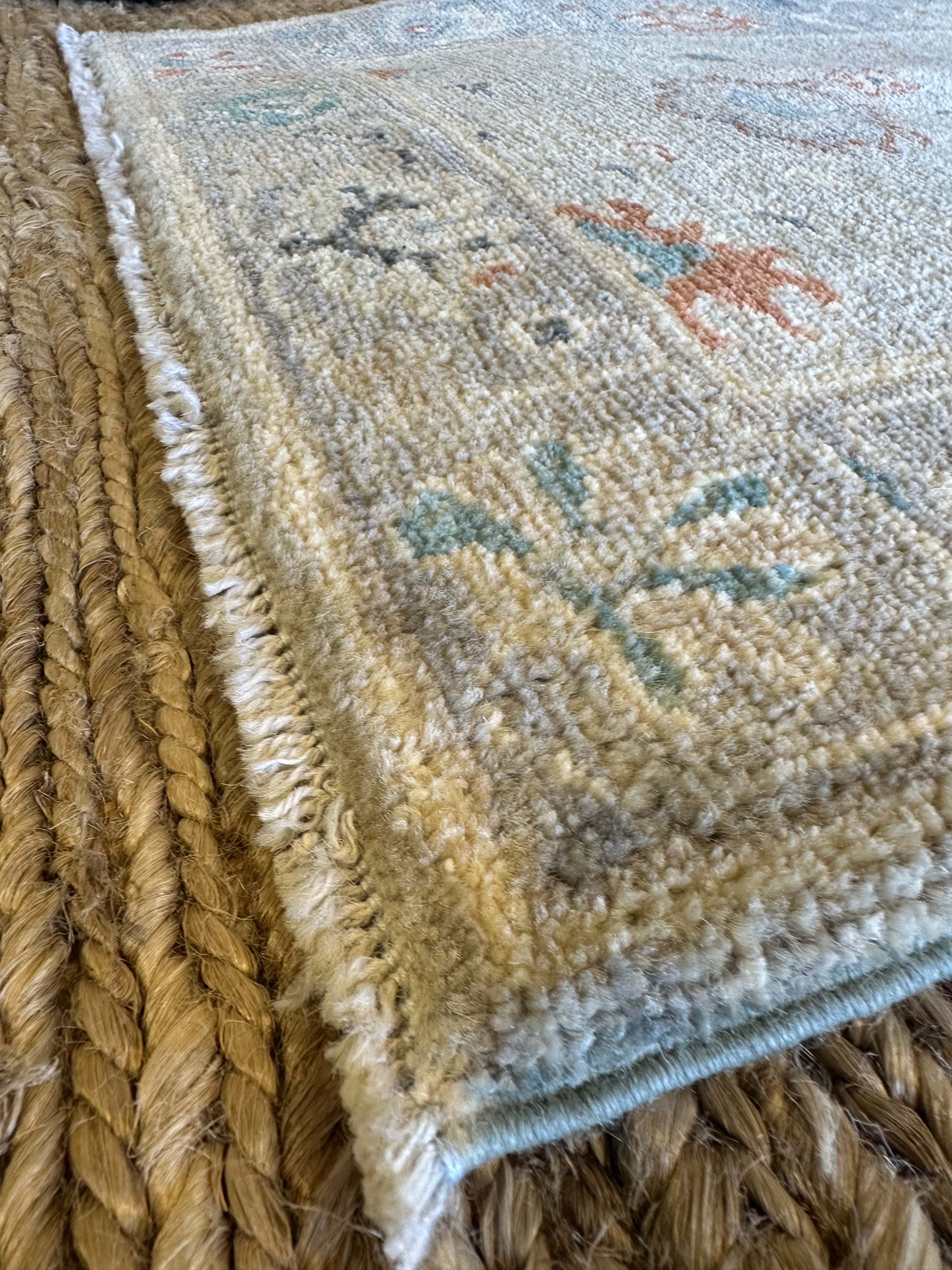 Annabeth Gish 2x3.10 Blue Afghani Whitewashed Oushak