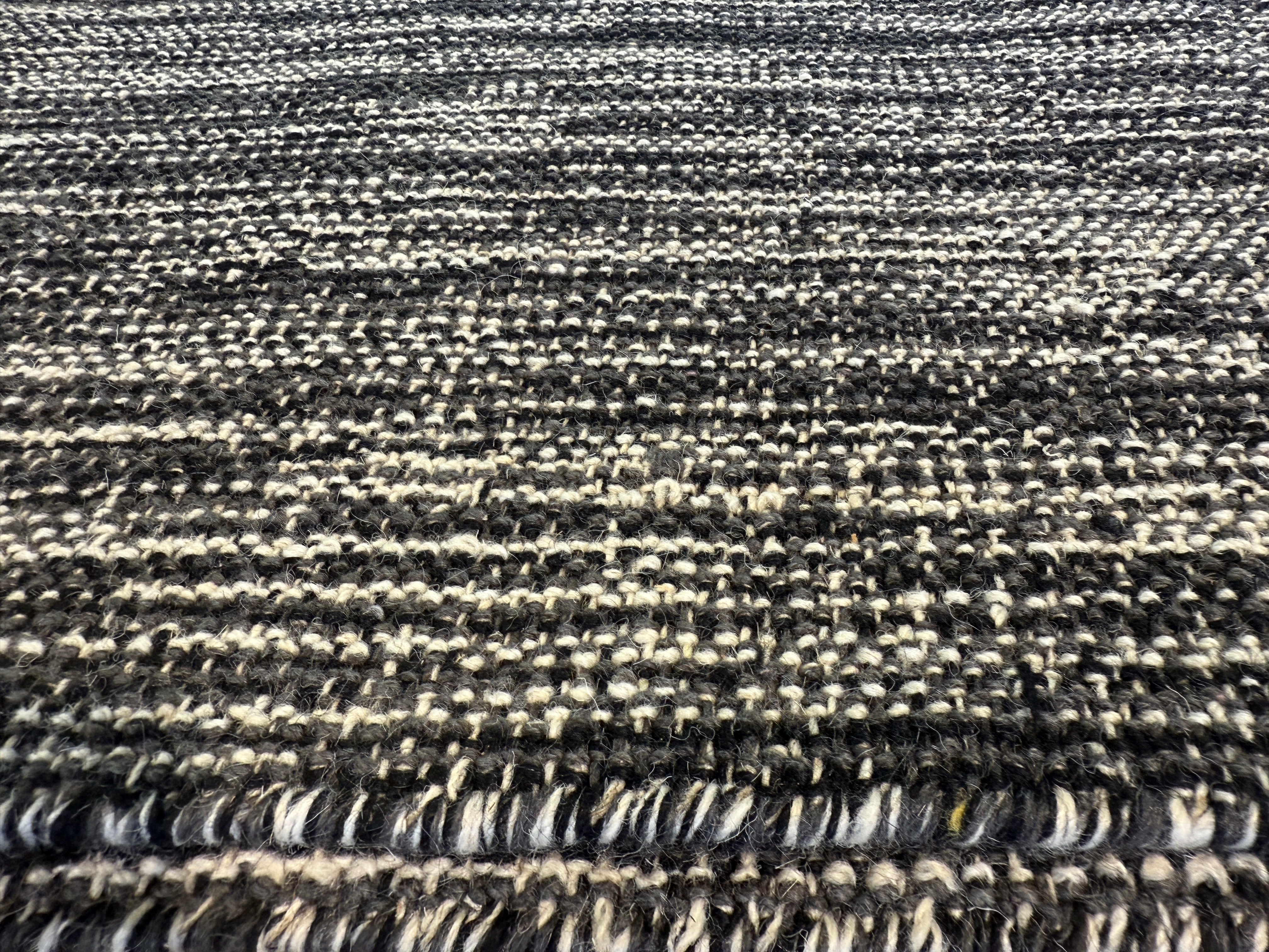 Brian Cunningham 9x12 Handwoven Durrie Textured Black and Charcoal