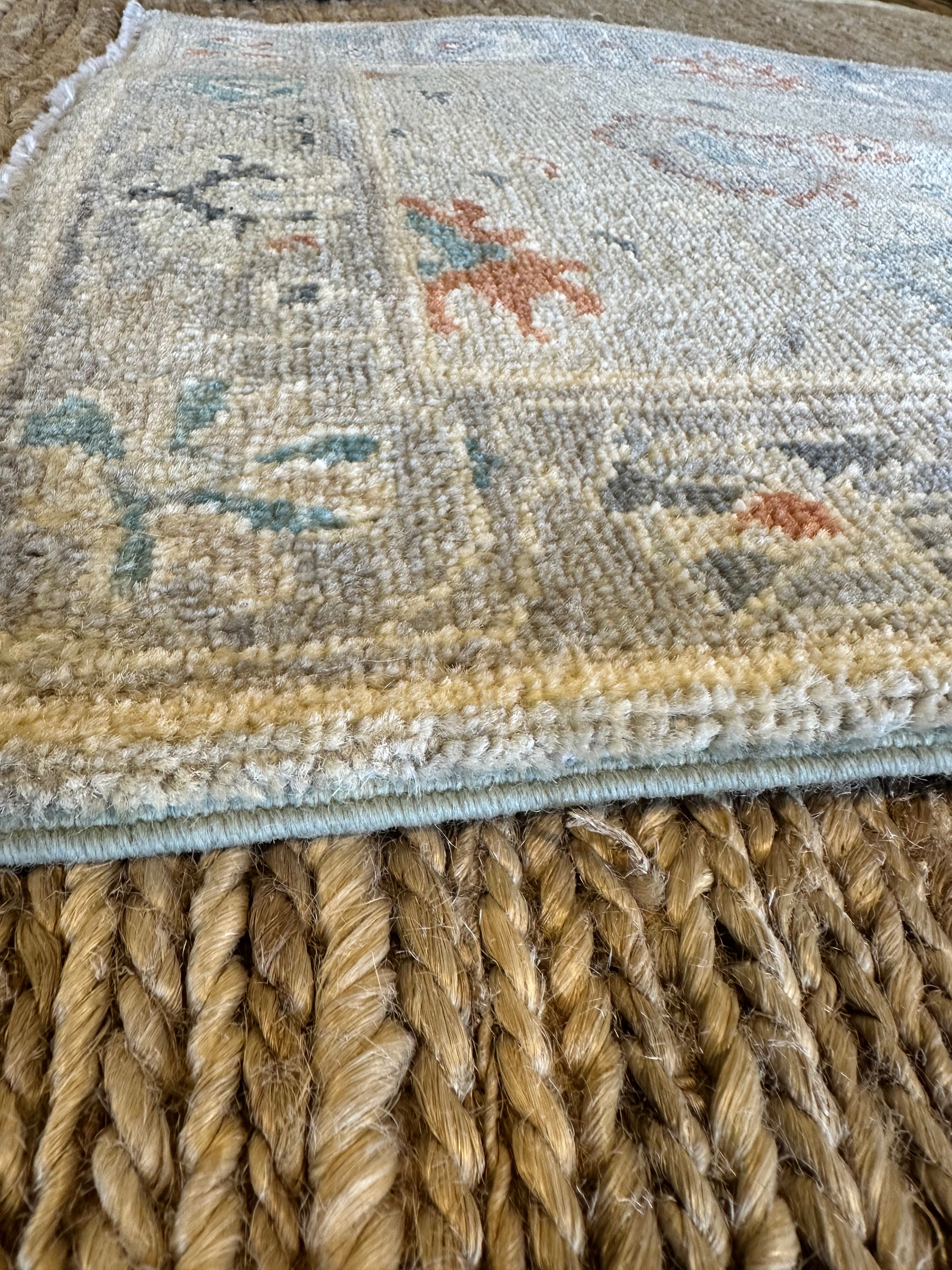 Annabeth Gish 2x3.10 Blue Afghani Whitewashed Oushak