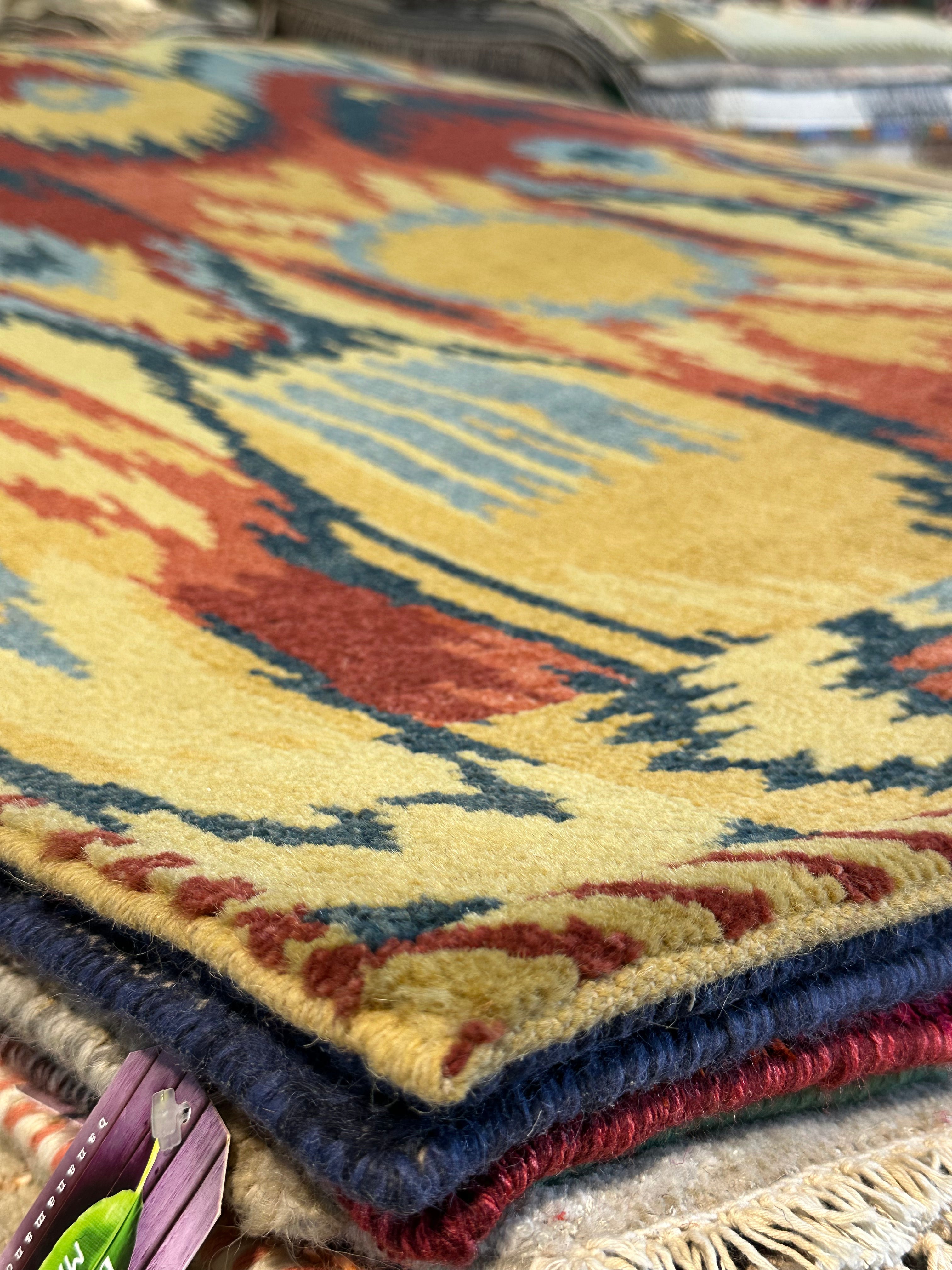 Stewart 5x7.3 Yellow Hand-Knotted Modern Rug