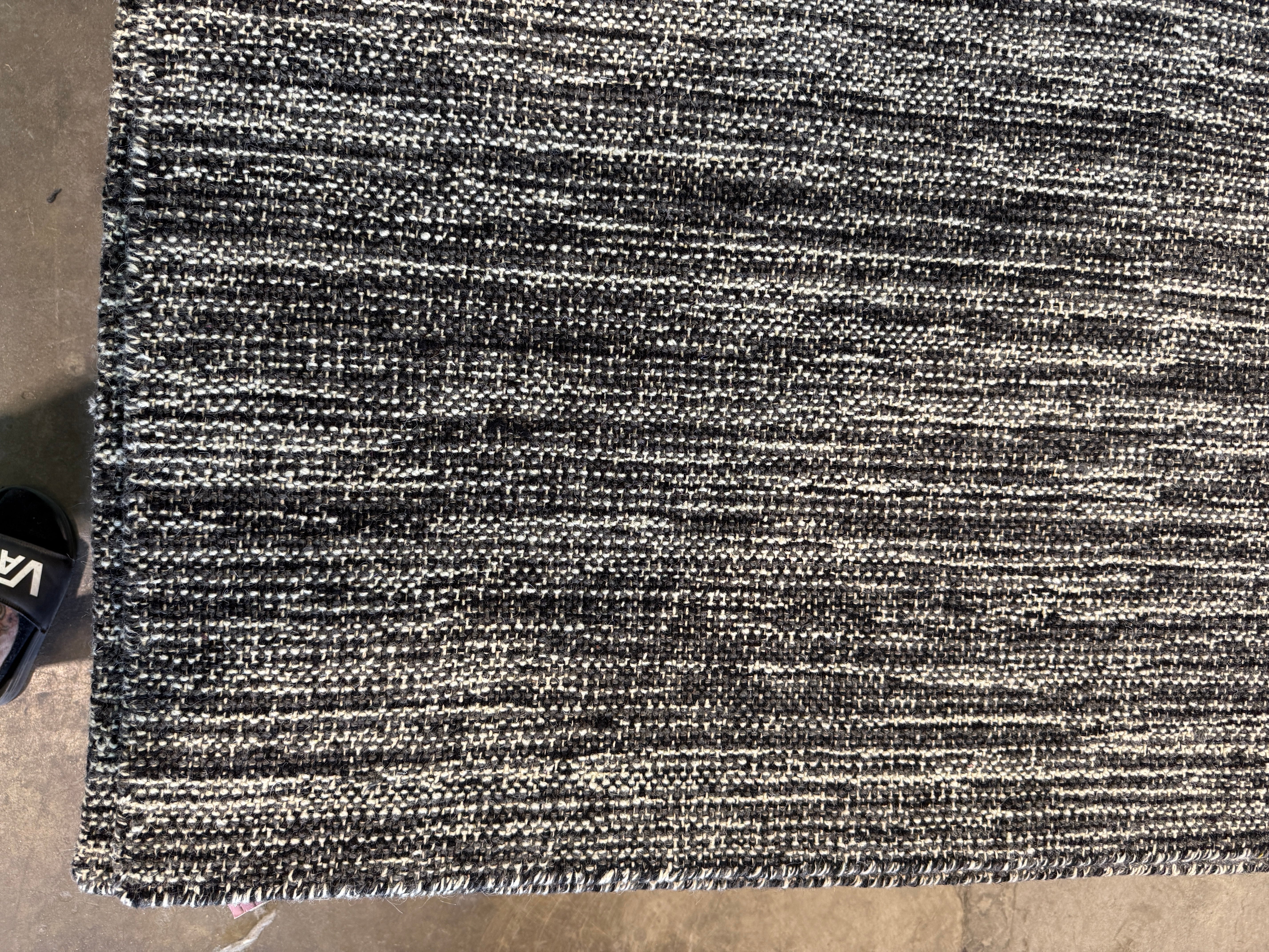 Brian Cunningham 9x12 Handwoven Durrie Textured Black and Charcoal