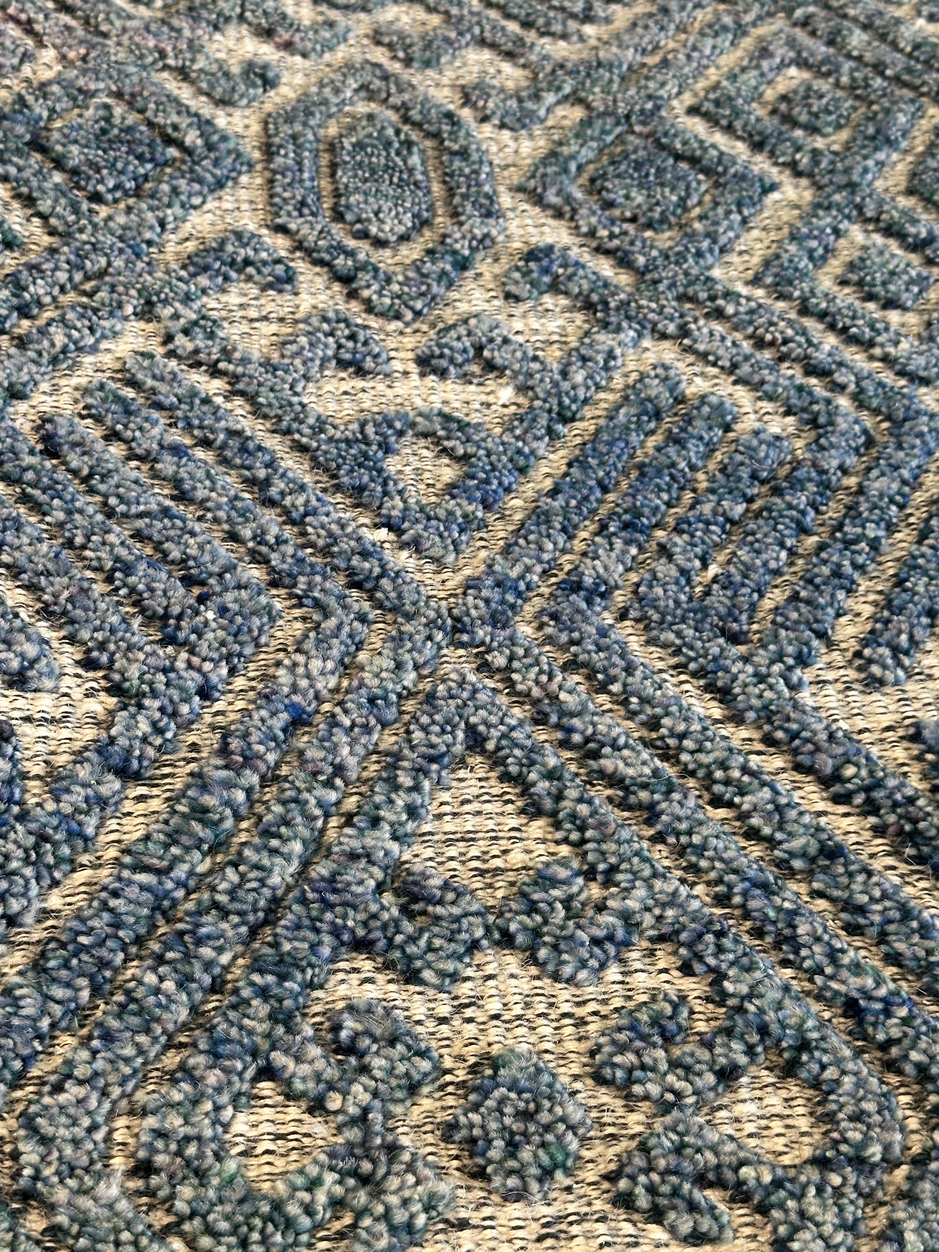 John Noble 5x8 Hand-Knotted Modern Rug Blue High-Low