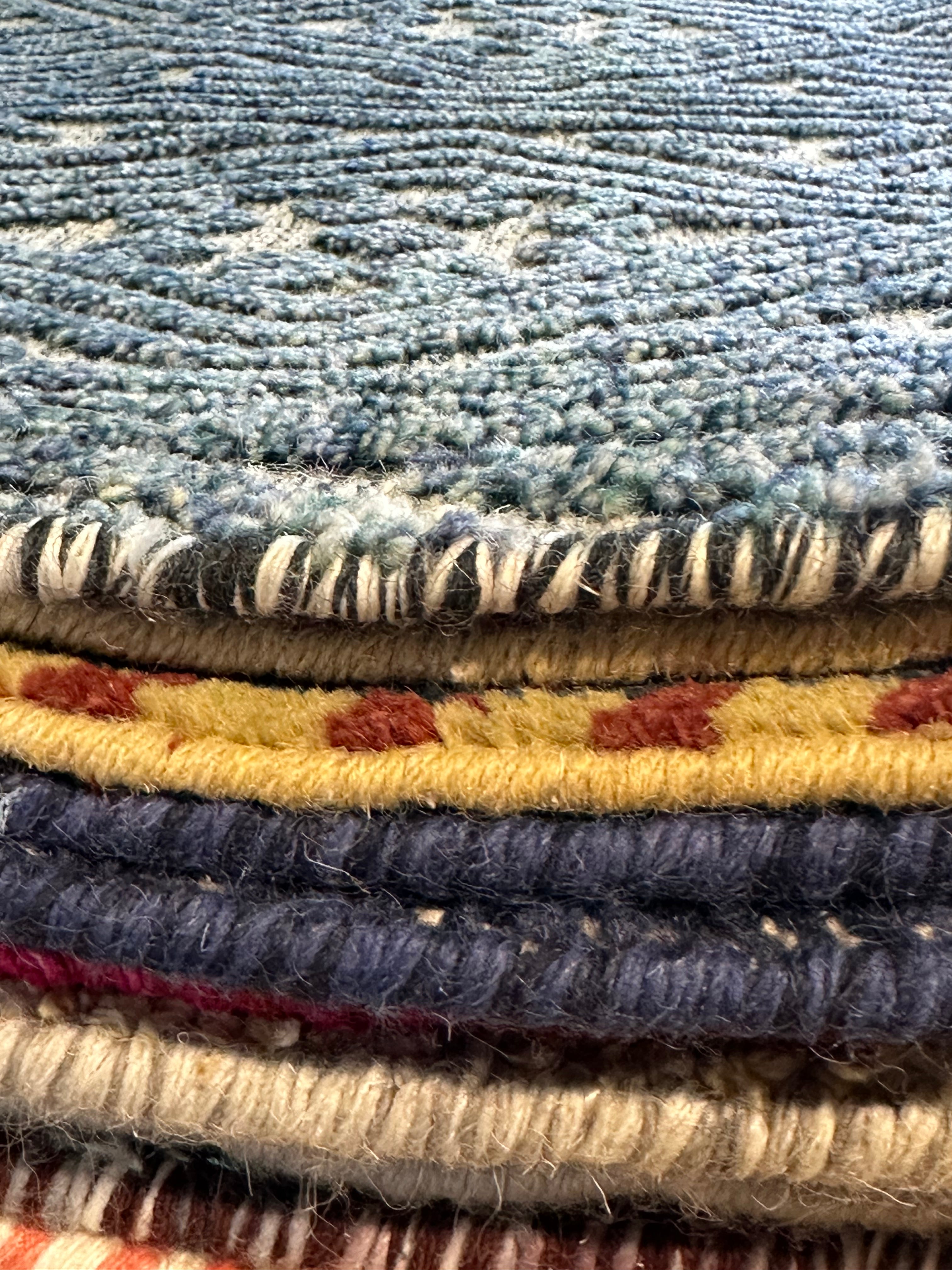 John Noble 5x8 Hand-Knotted Modern Rug Blue High-Low