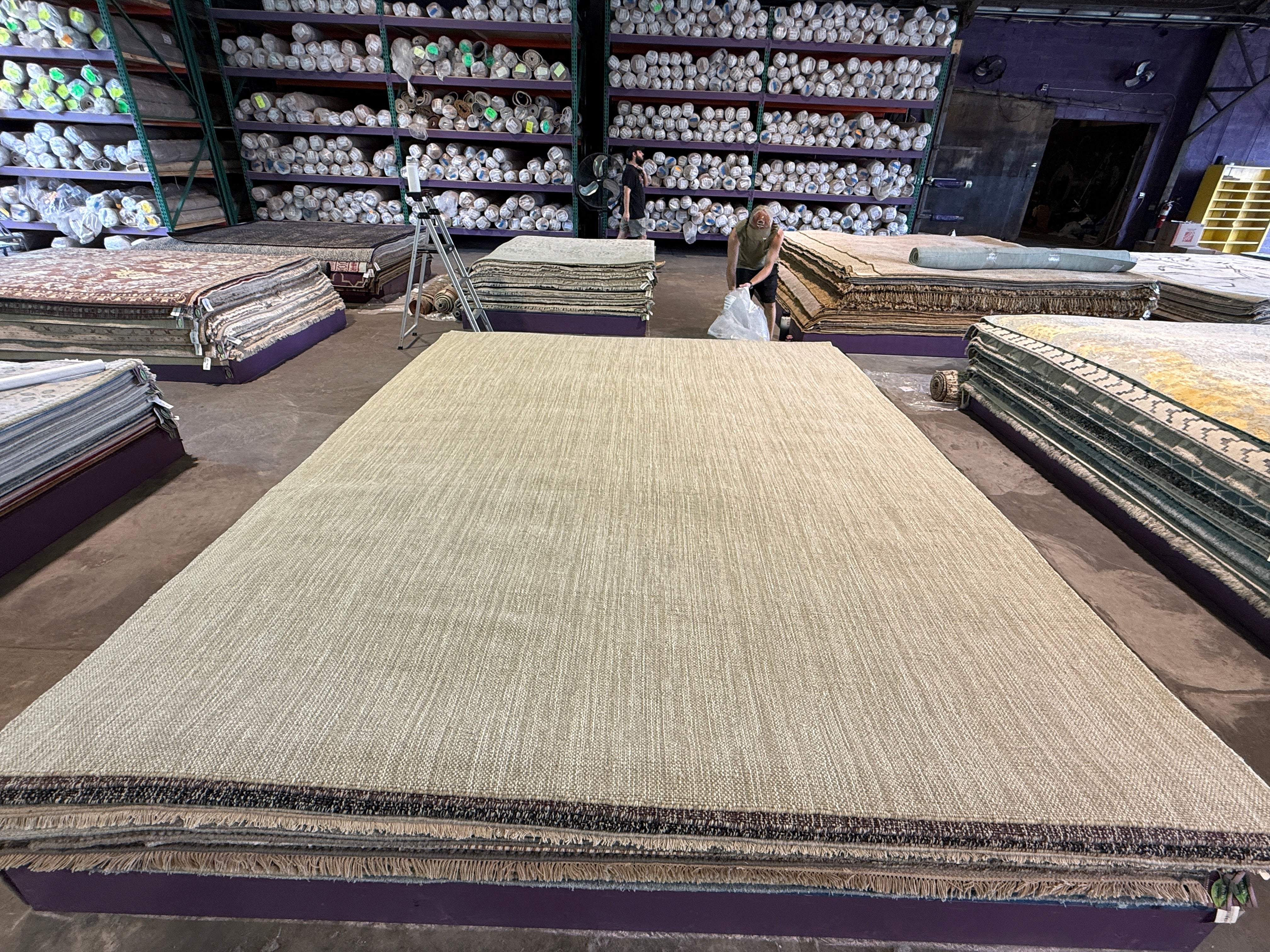 Michael King 9x12 Handwoven Durrie Textured Beige