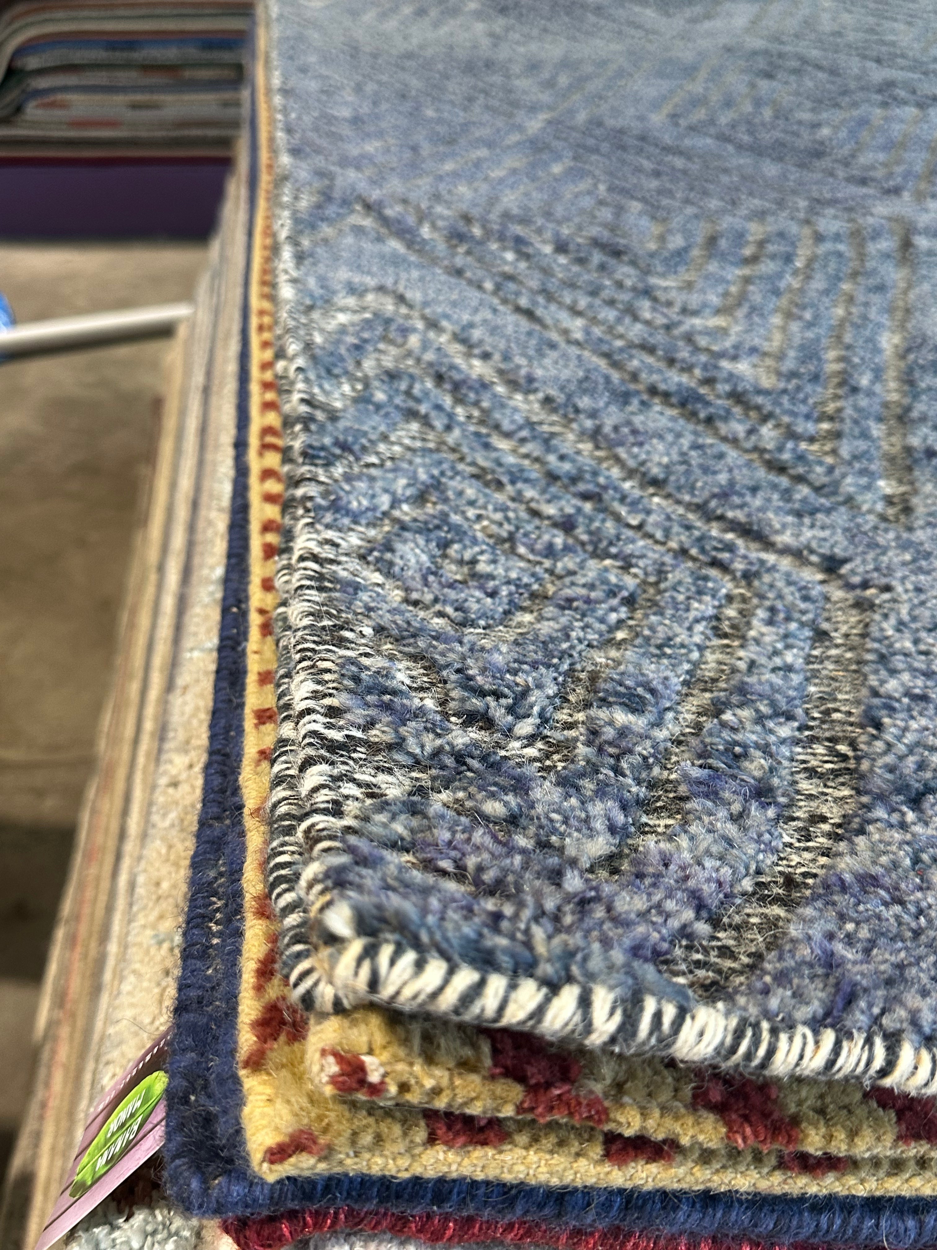 Bruce Spence 5x8 Hand-Knotted Modern Rug Blue High-Low